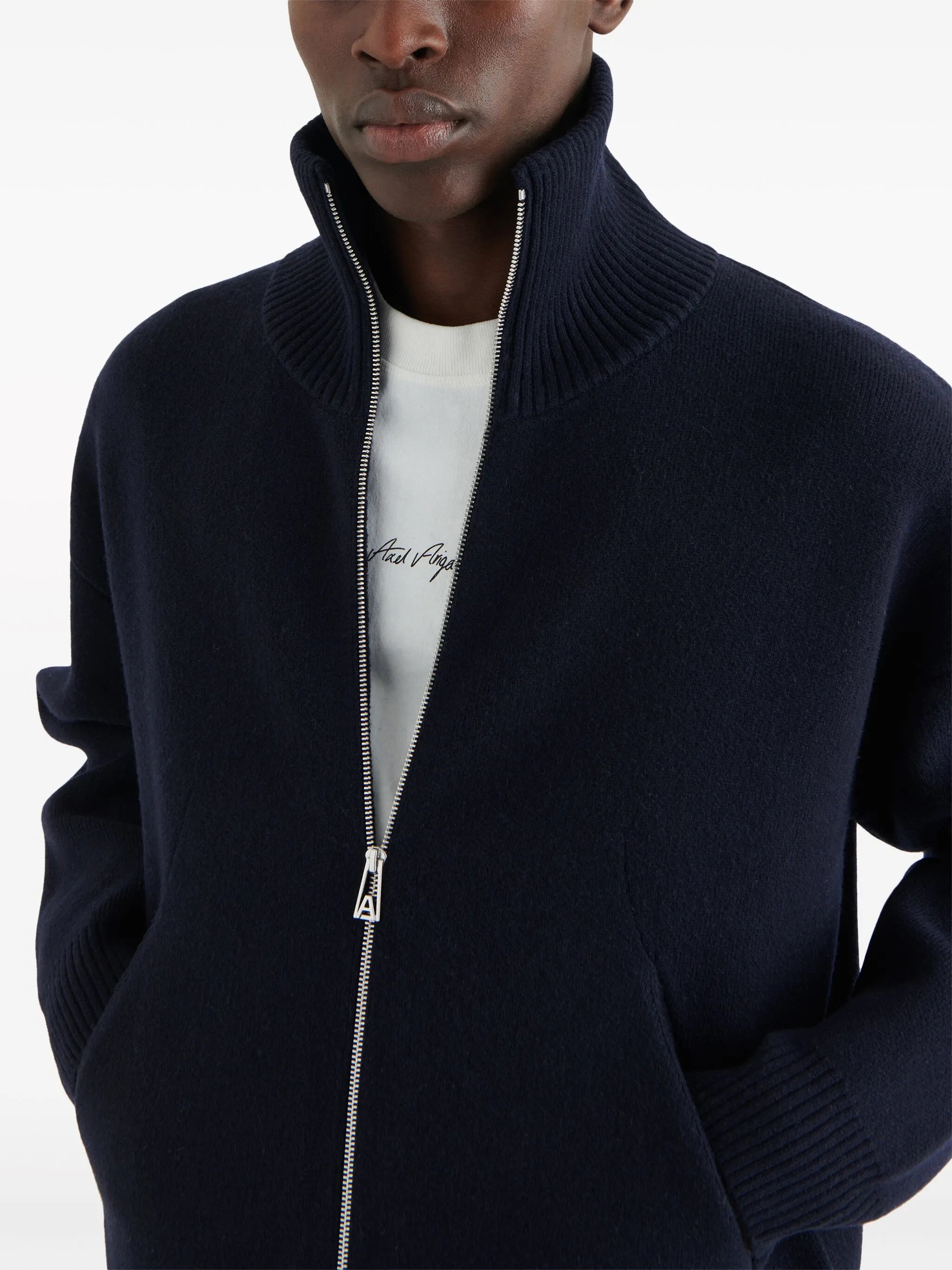 Core wool-blend zipped cardigan