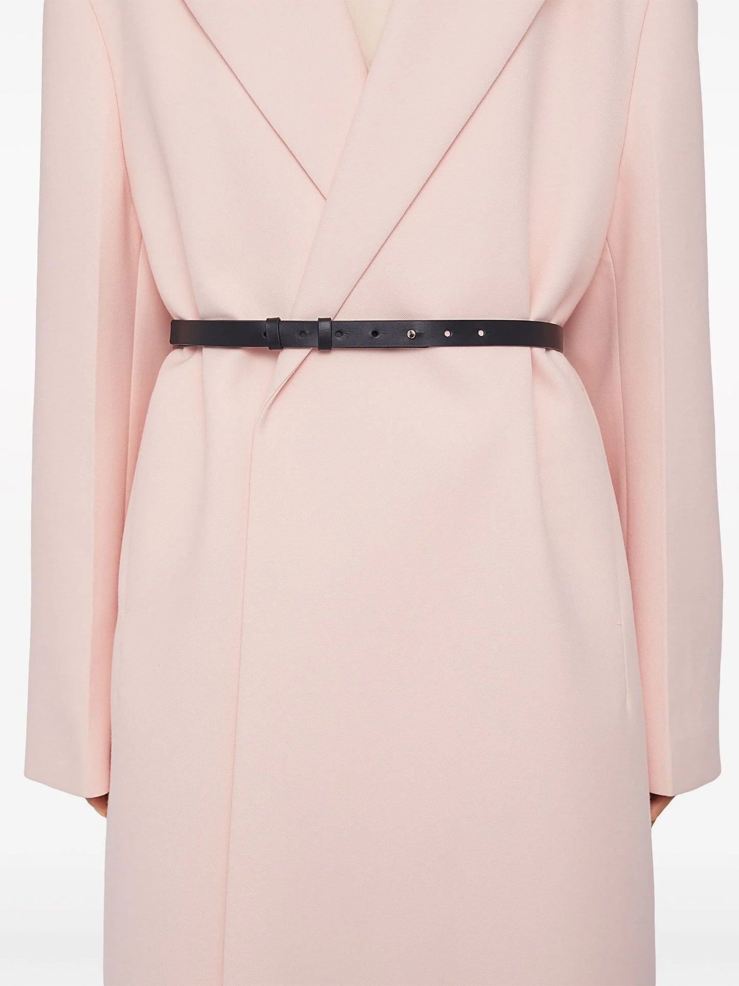 belted peak-lapel coat