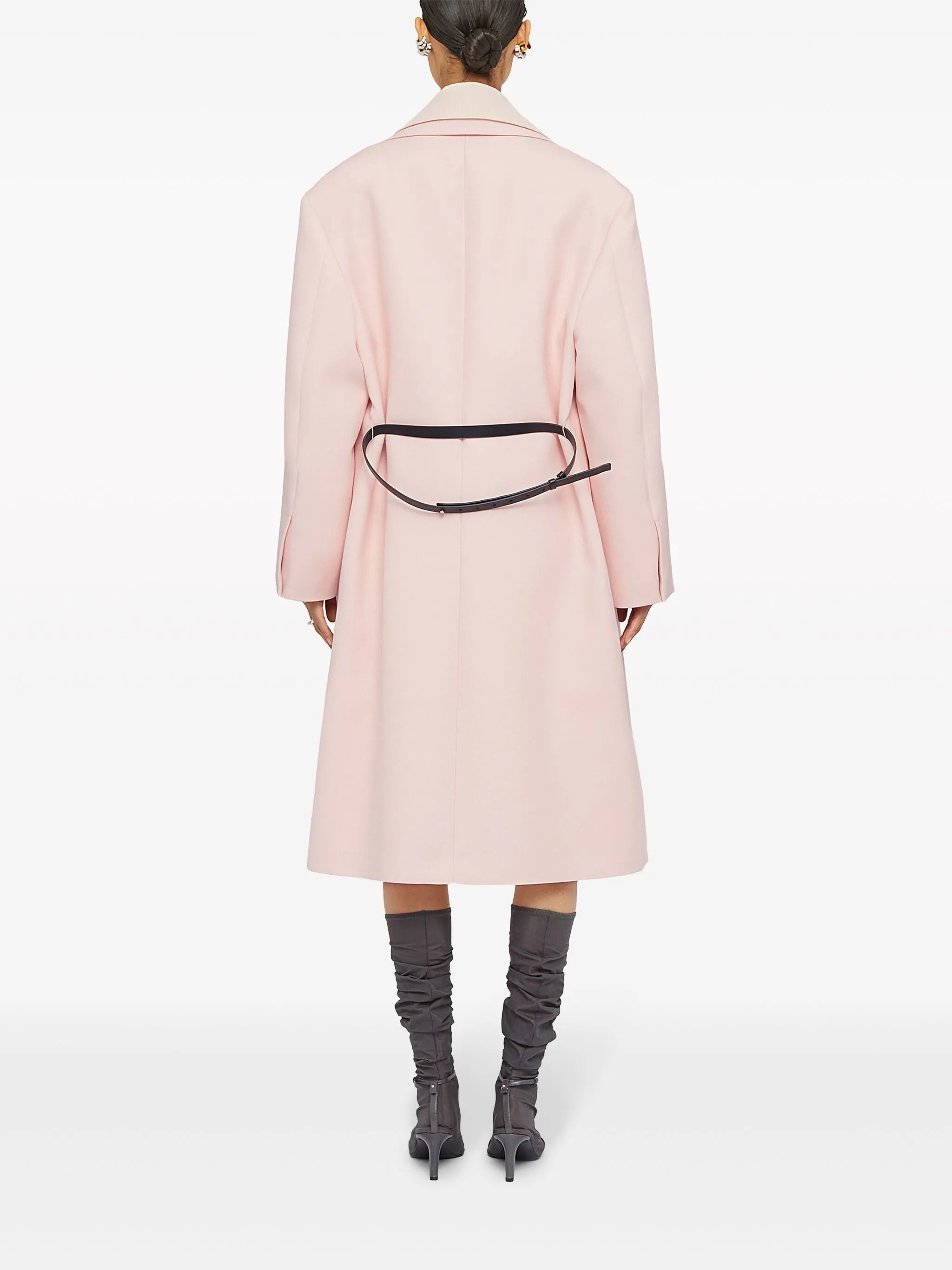 belted peak-lapel coat