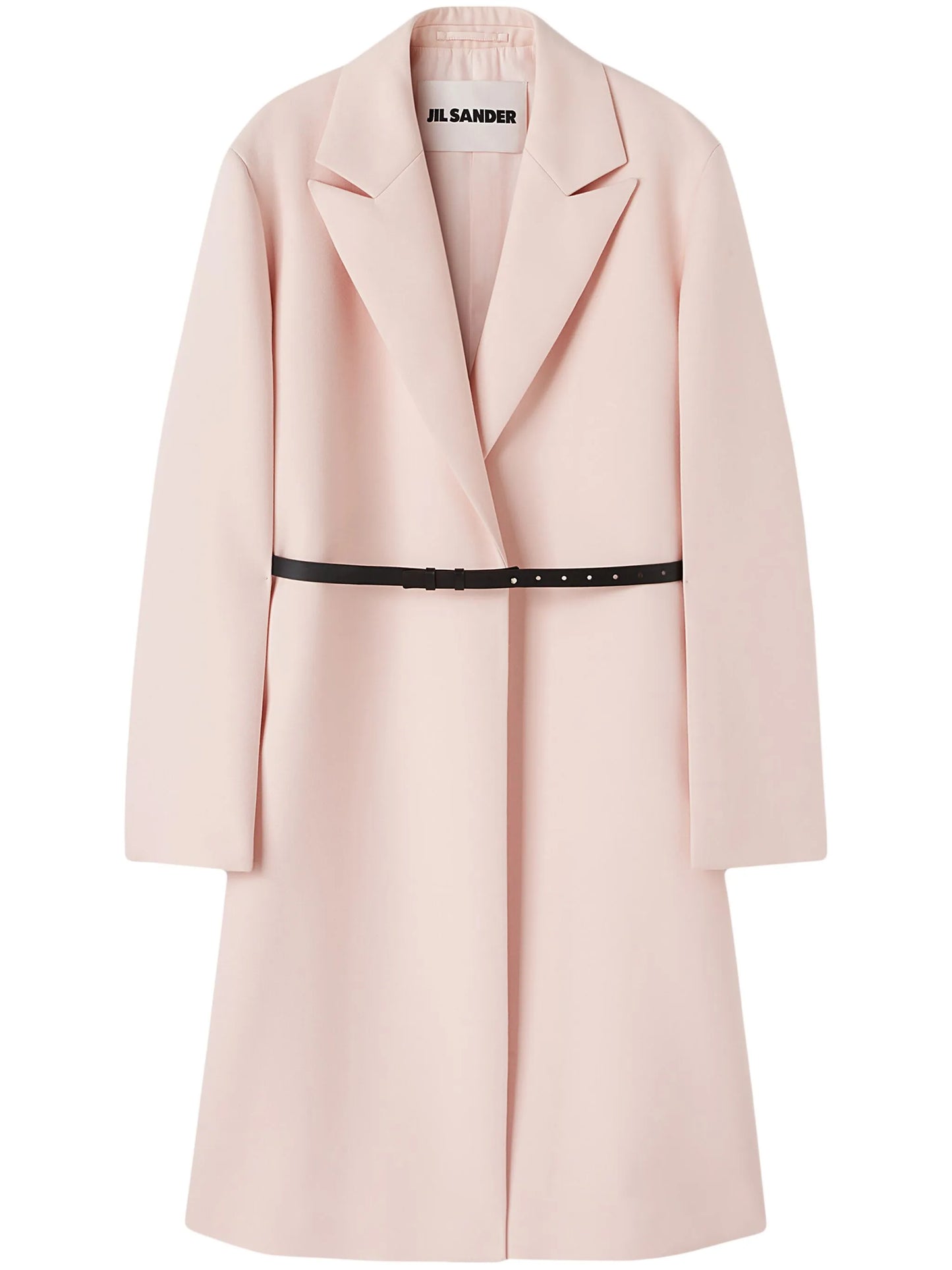 belted peak-lapel coat