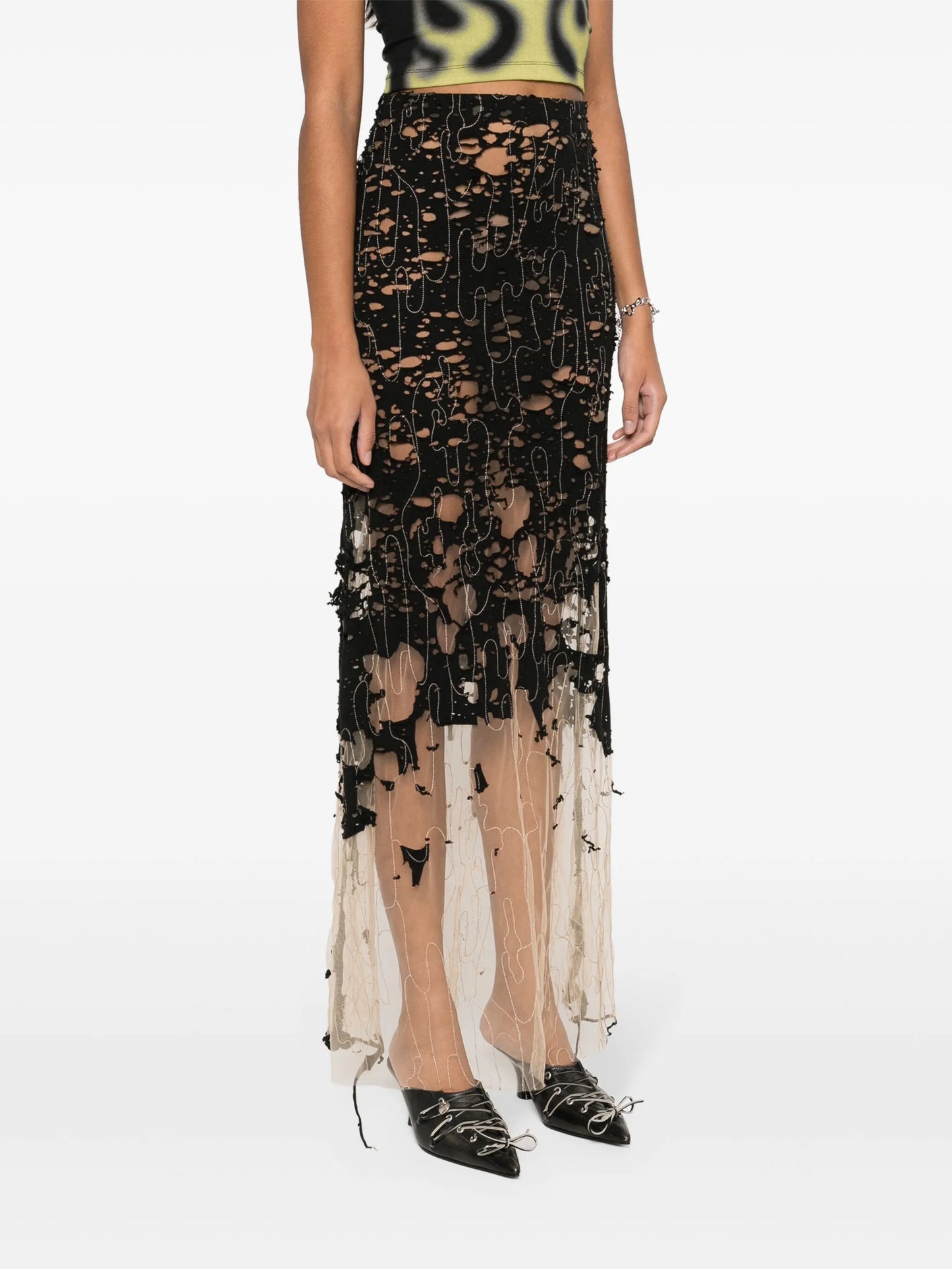 O-Leena devoré-tulle skirt