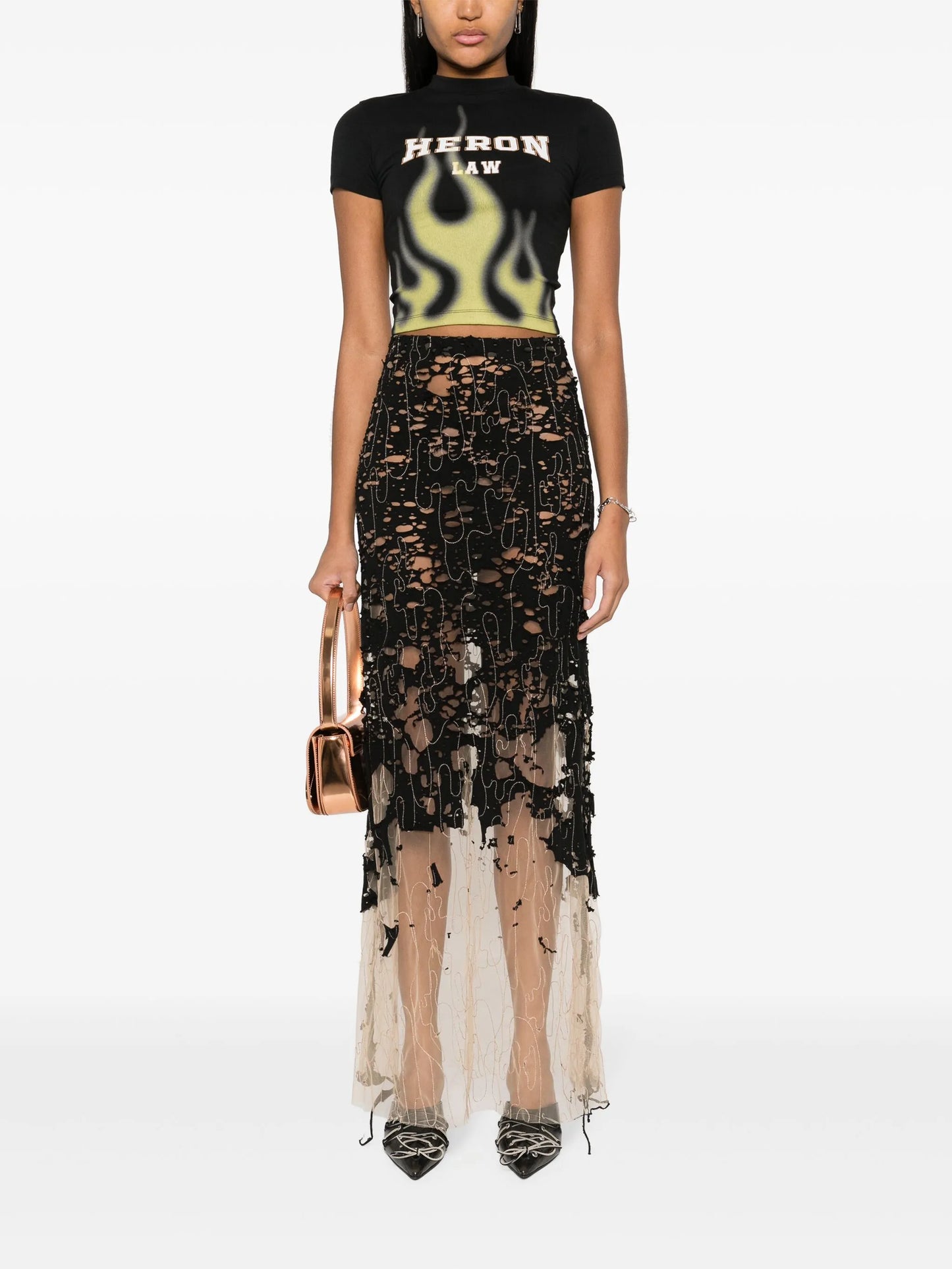 O-Leena devoré-tulle skirt