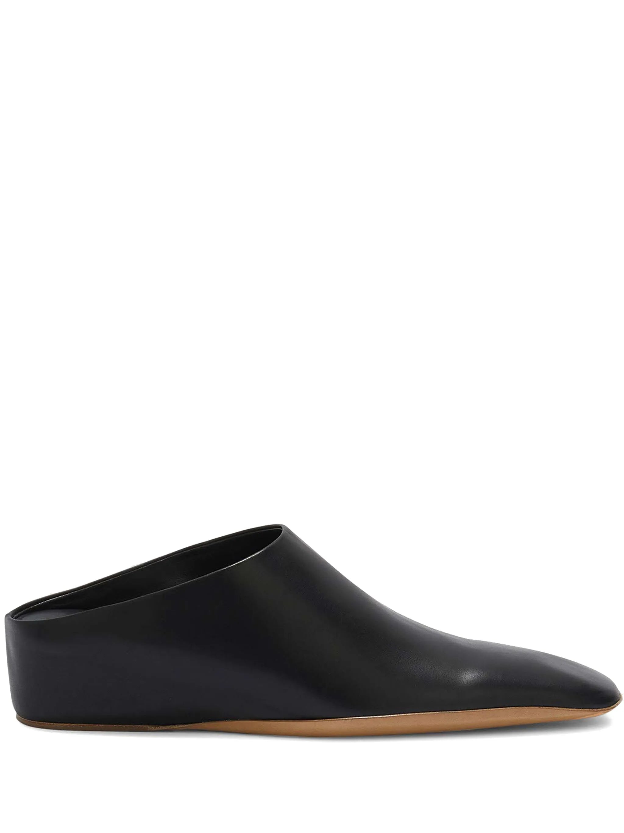 square-toe leather mules