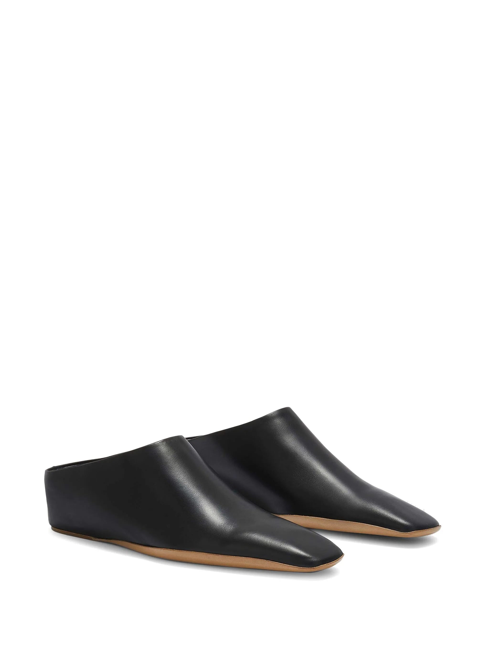 square-toe leather mules