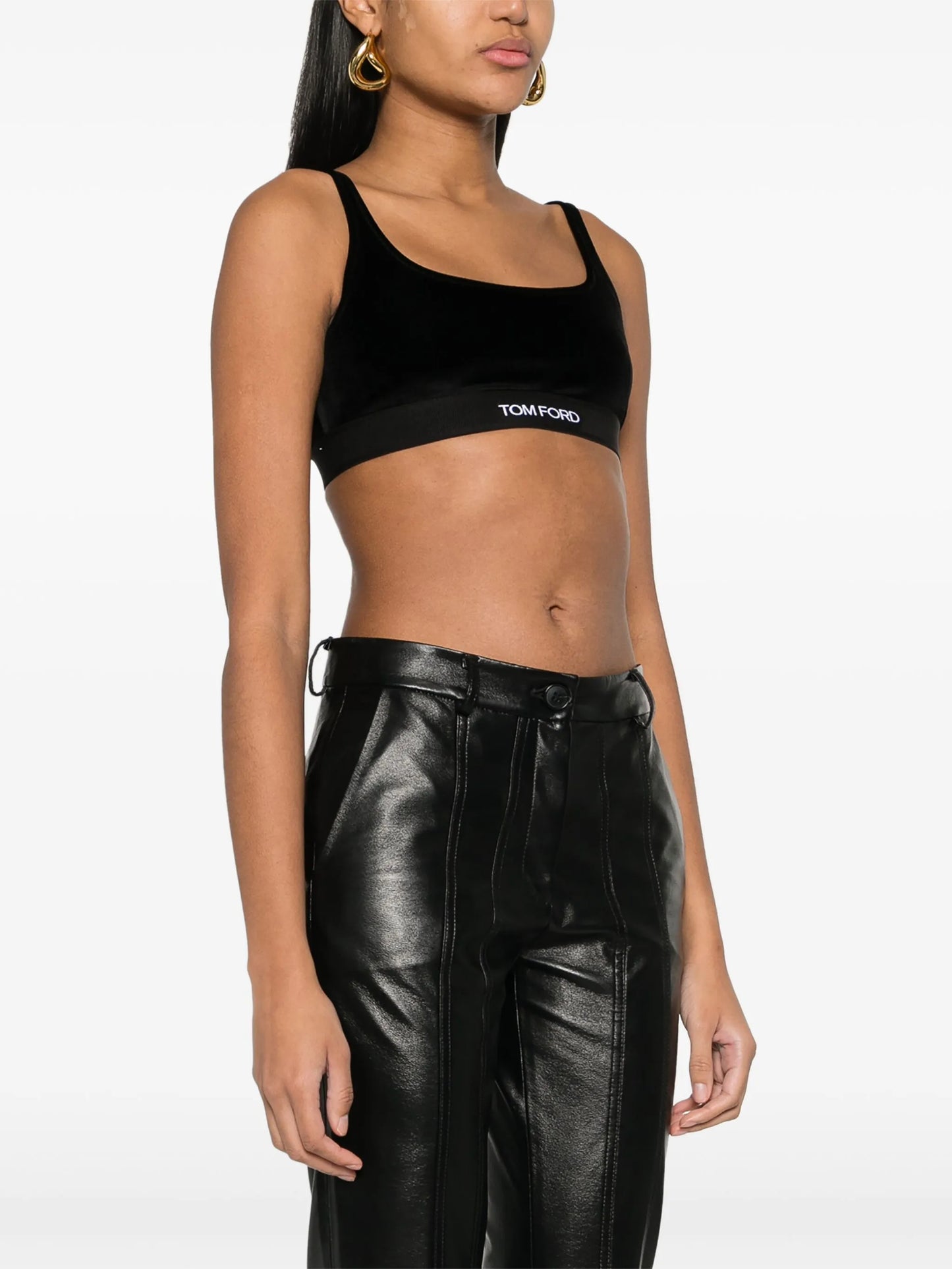 logo-jacquard velvet bralette top