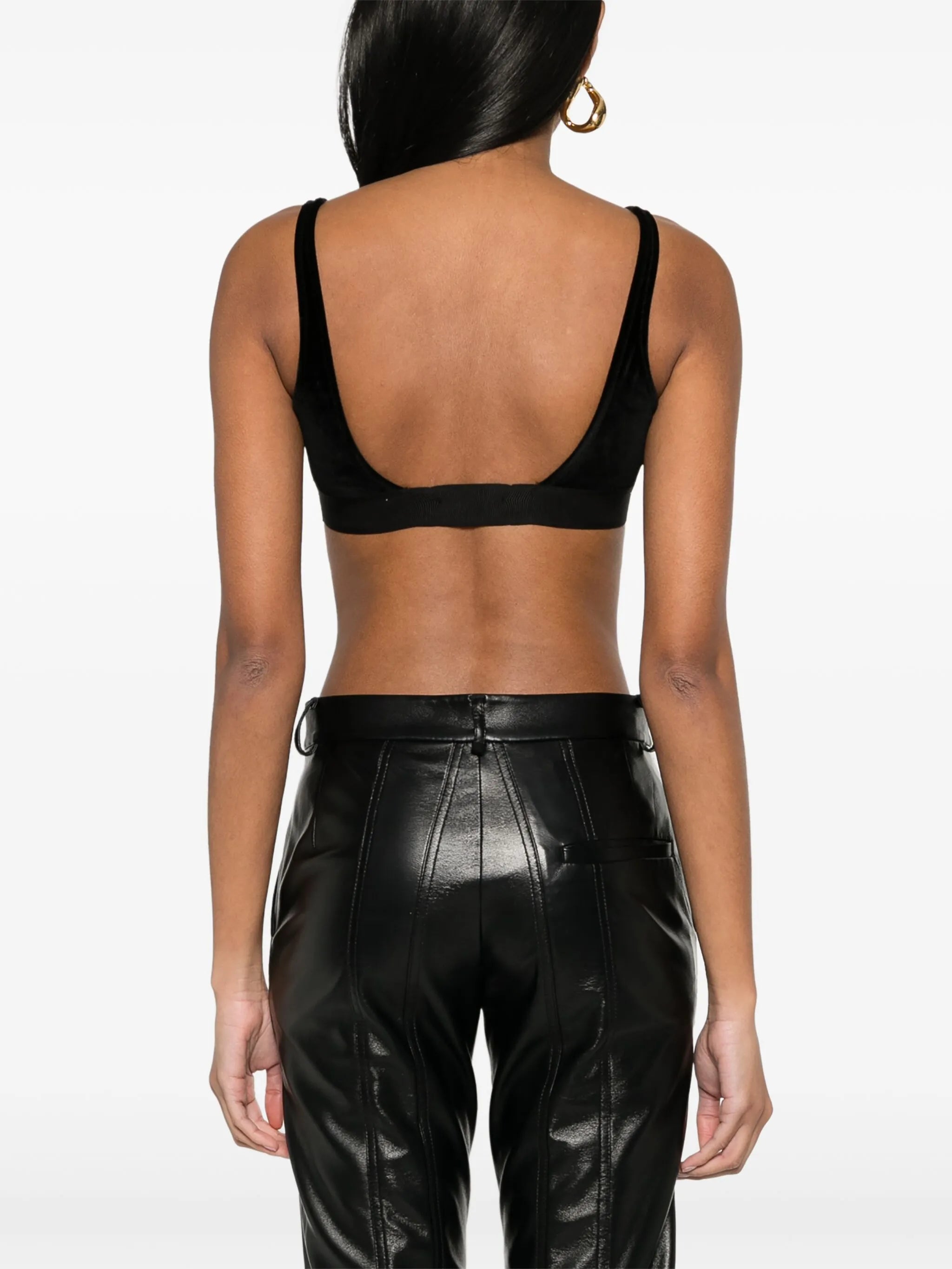 logo-jacquard velvet bralette top
