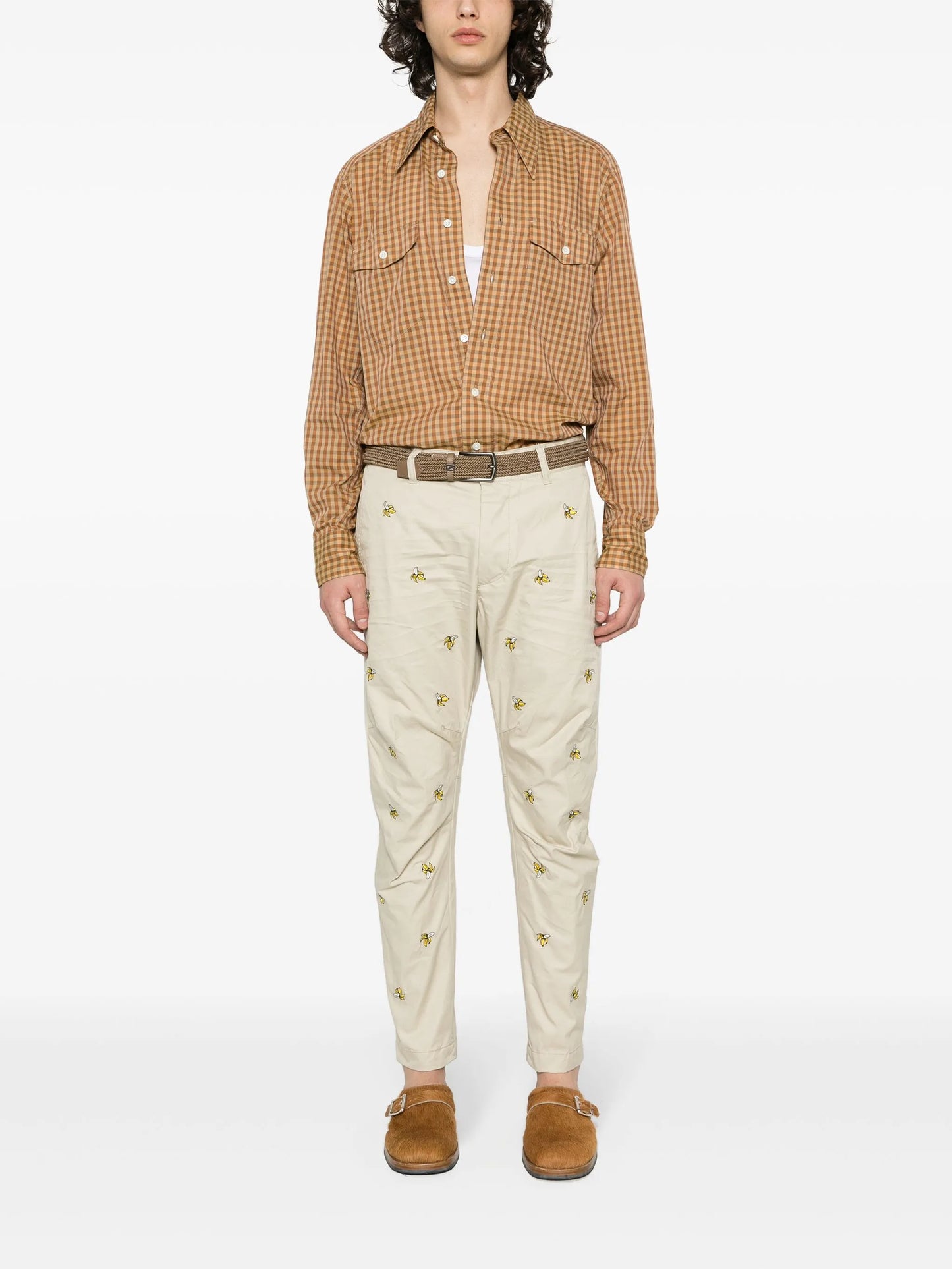 Embroidered Fruits chino pants