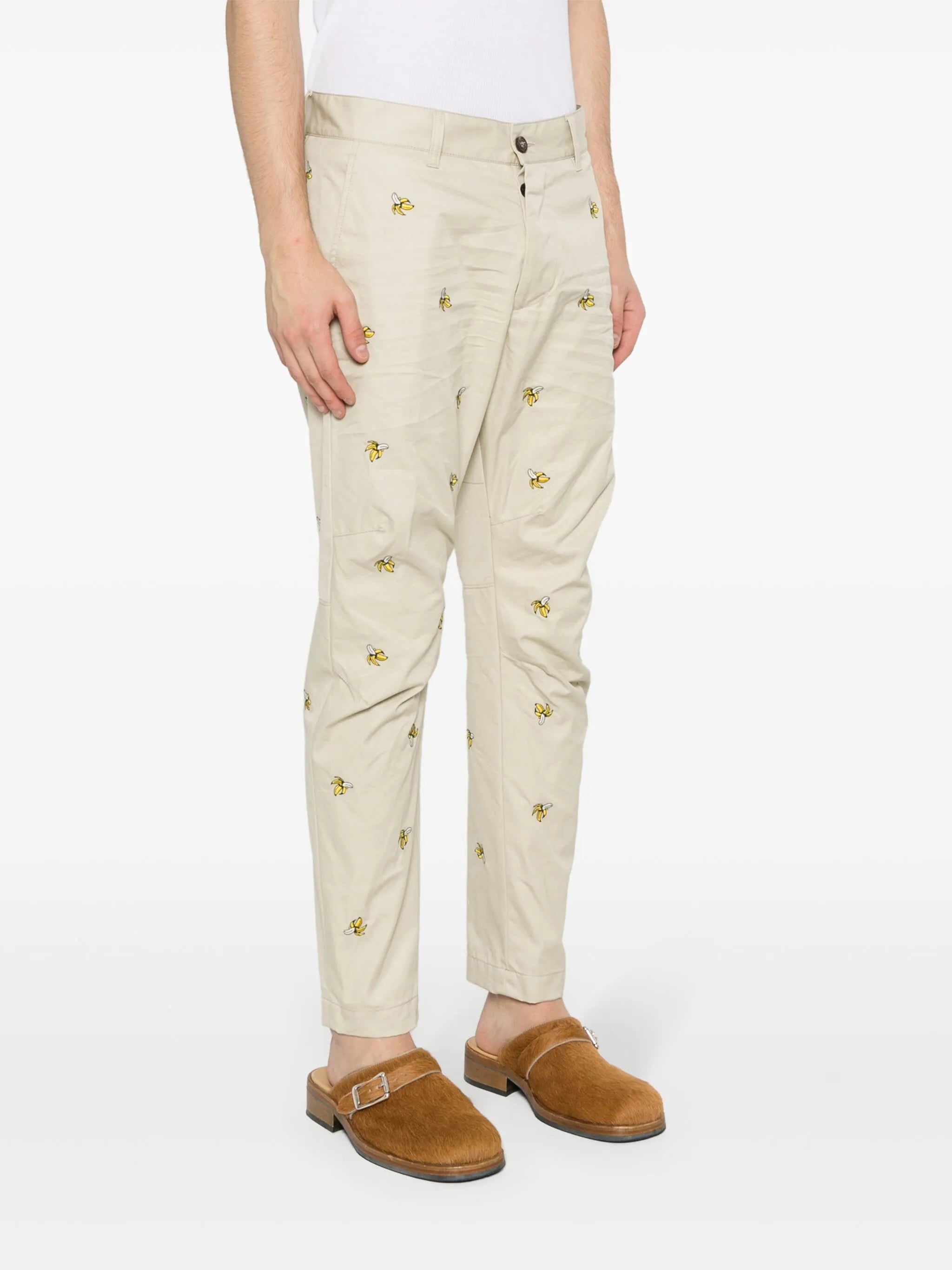 Embroidered Fruits chino pants