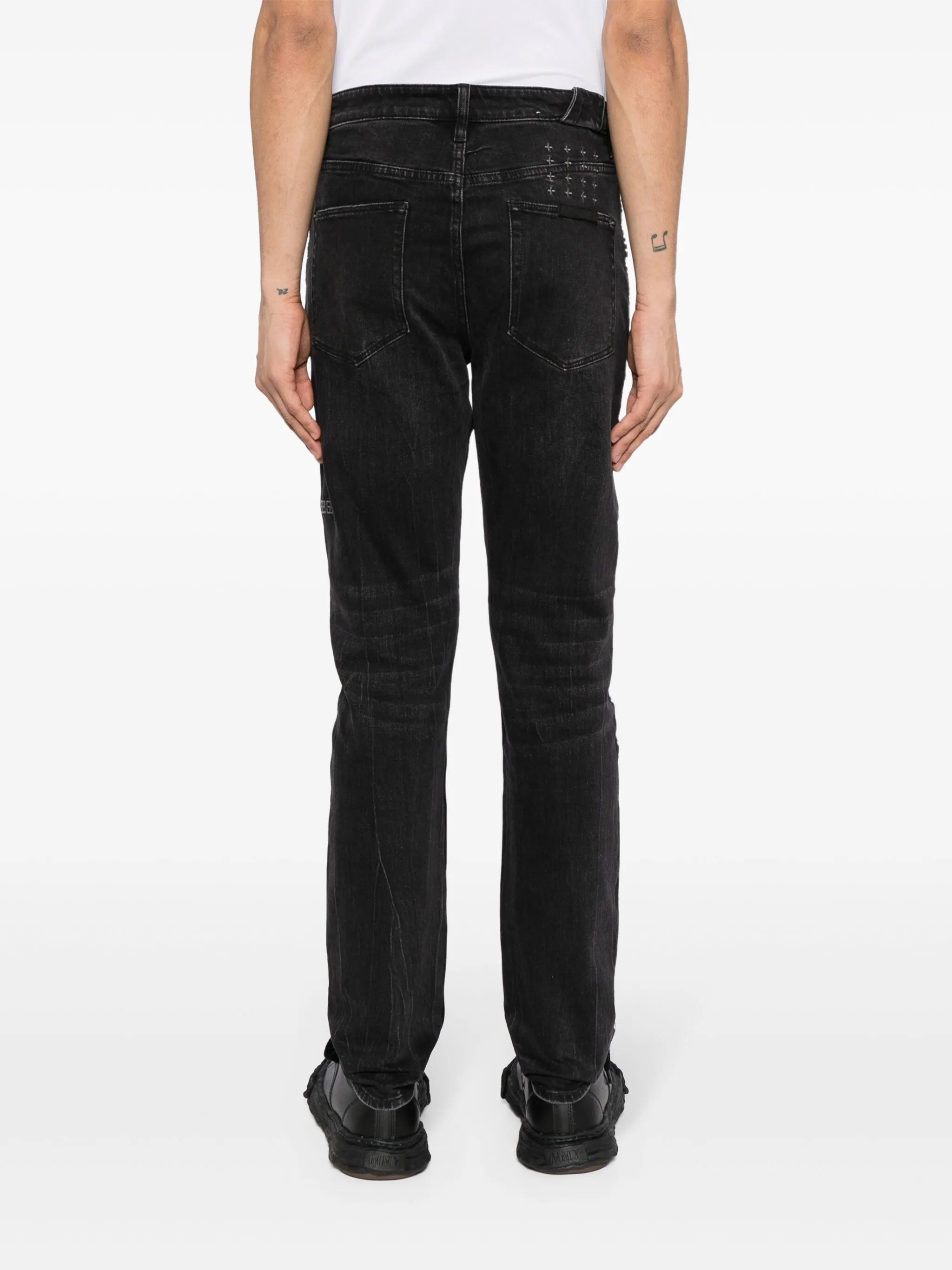studded straight-leg jeans