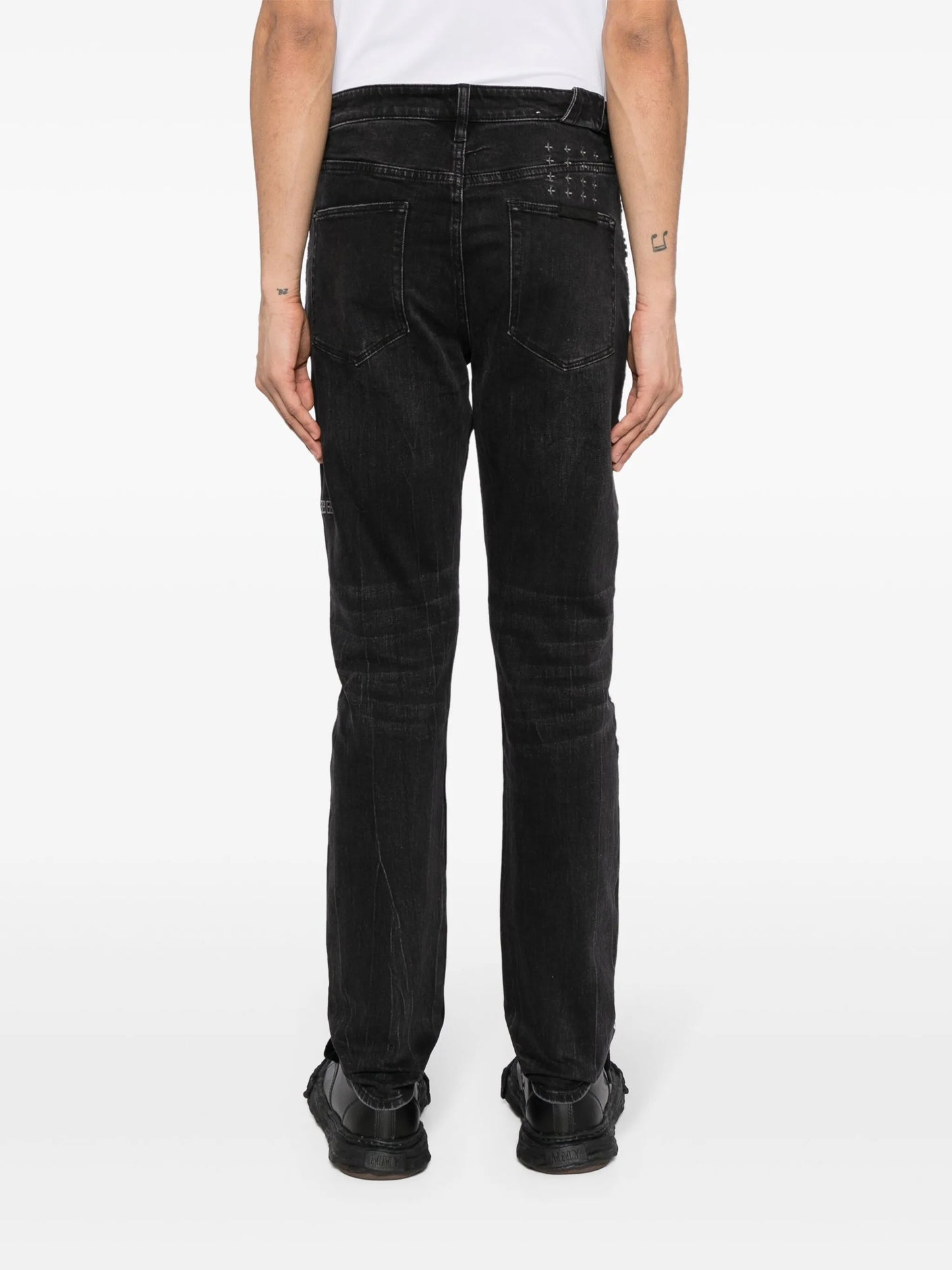 studded straight-leg jeans