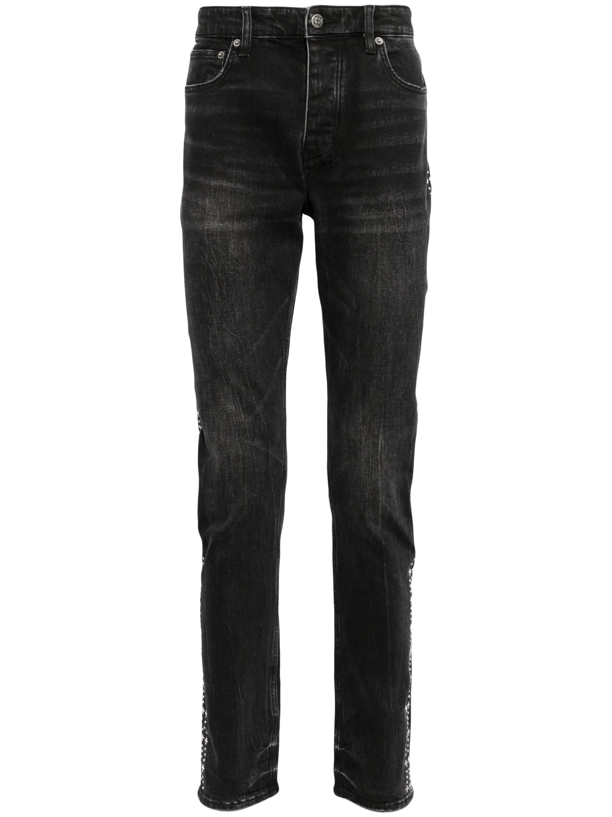 studded straight-leg jeans