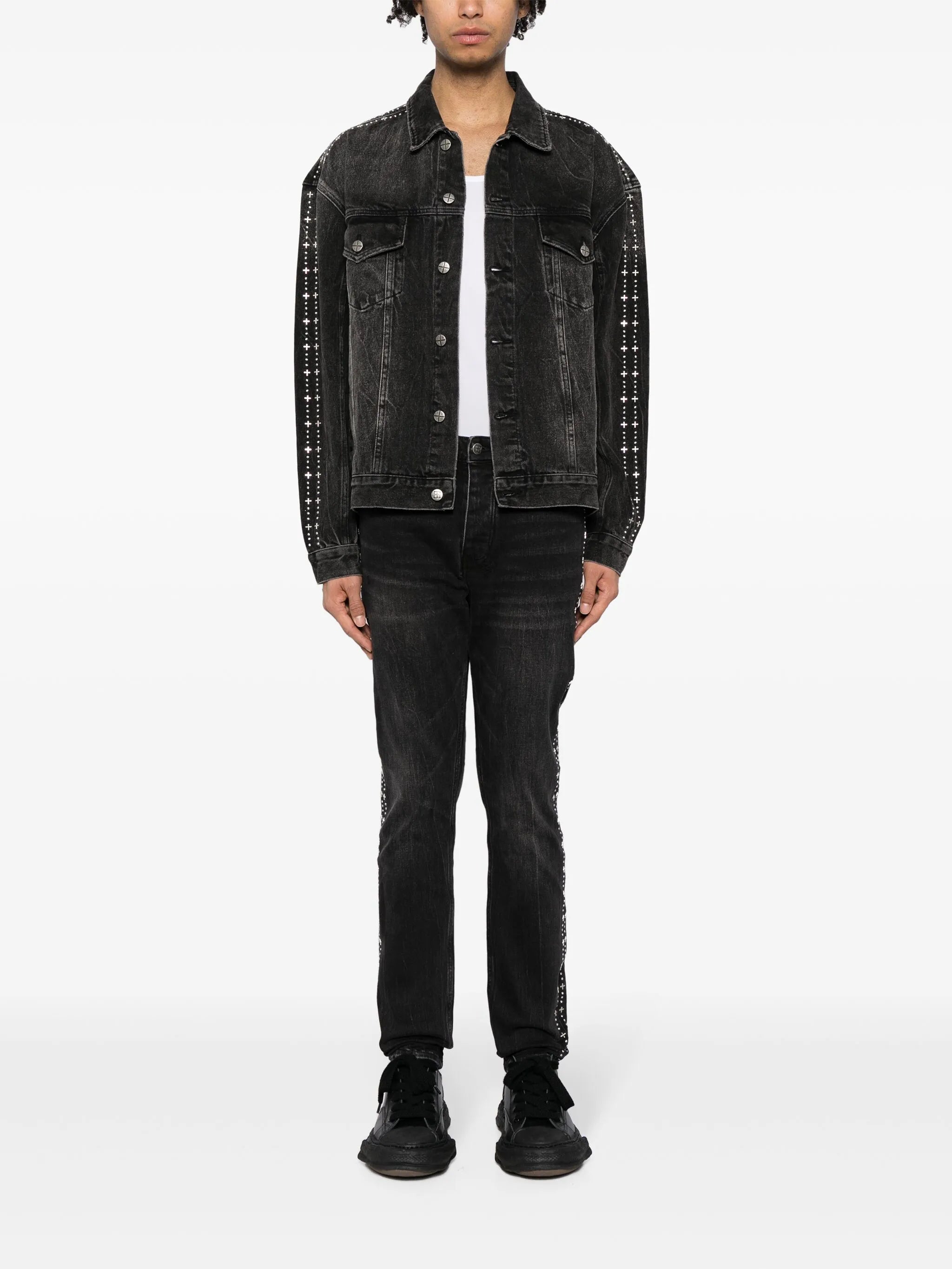 studded straight-leg jeans