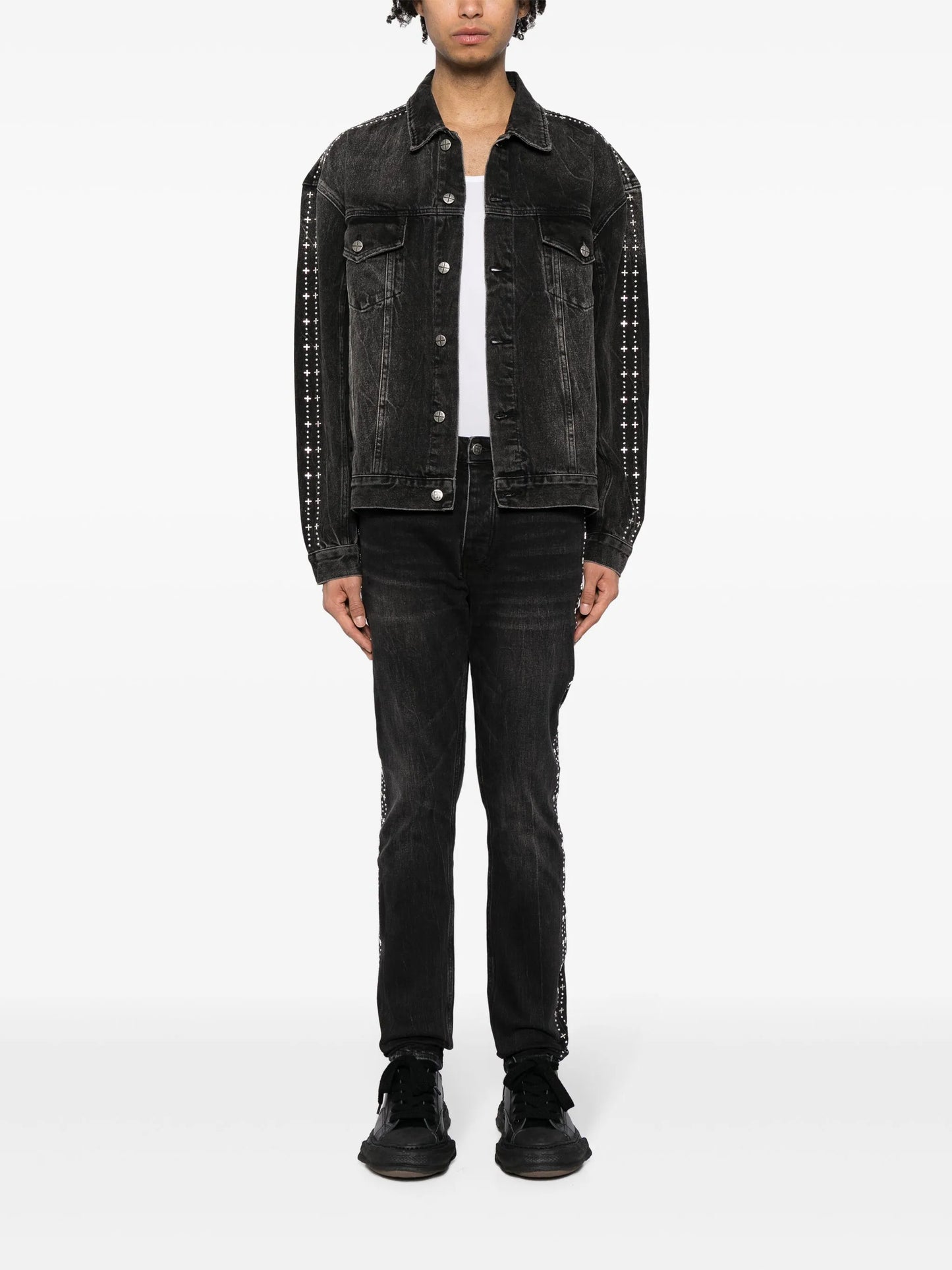 studded straight-leg jeans