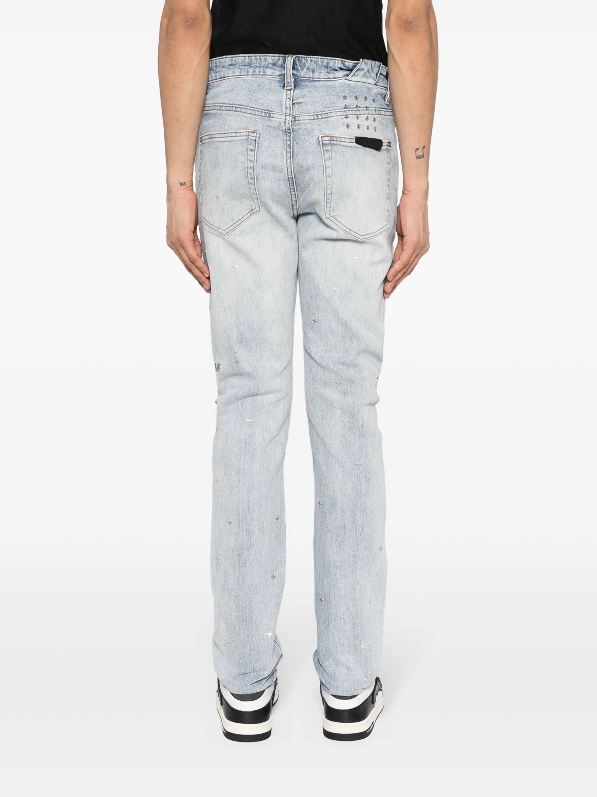 acid-wash straight-leg jeans