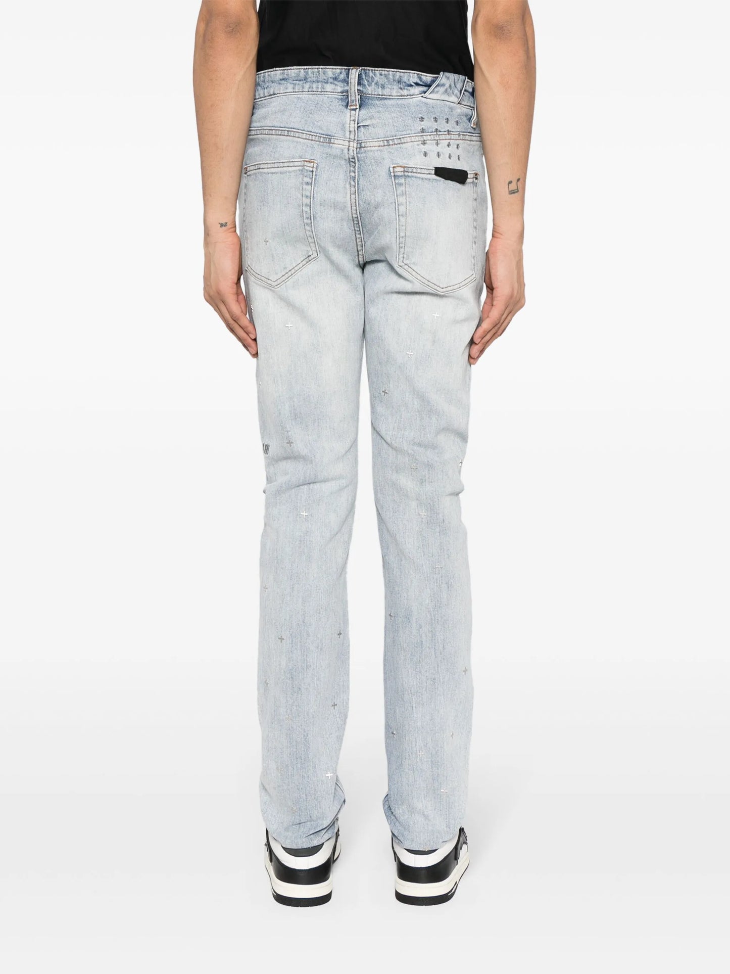 acid-wash straight-leg jeans