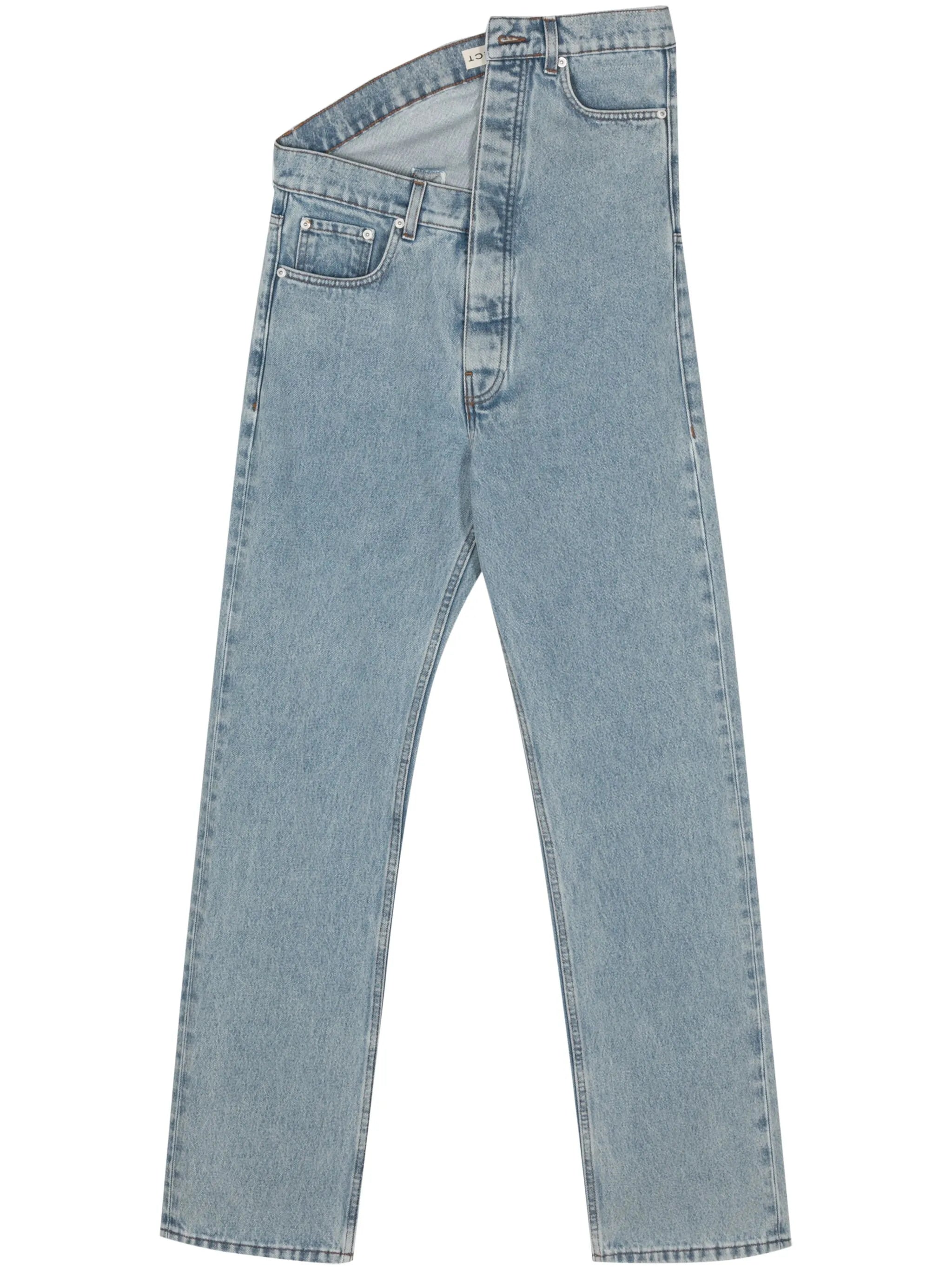 asymmetric organic-cotton jeans