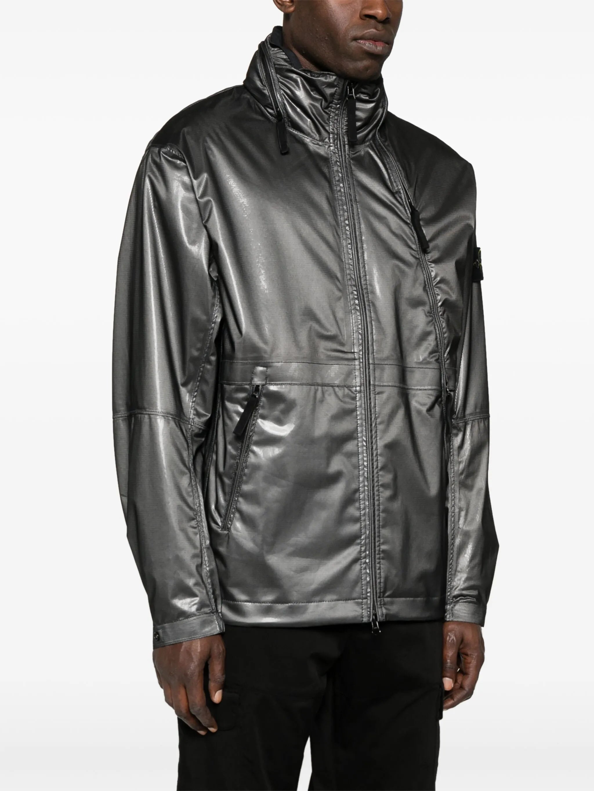 Compass-badge mesh jacket