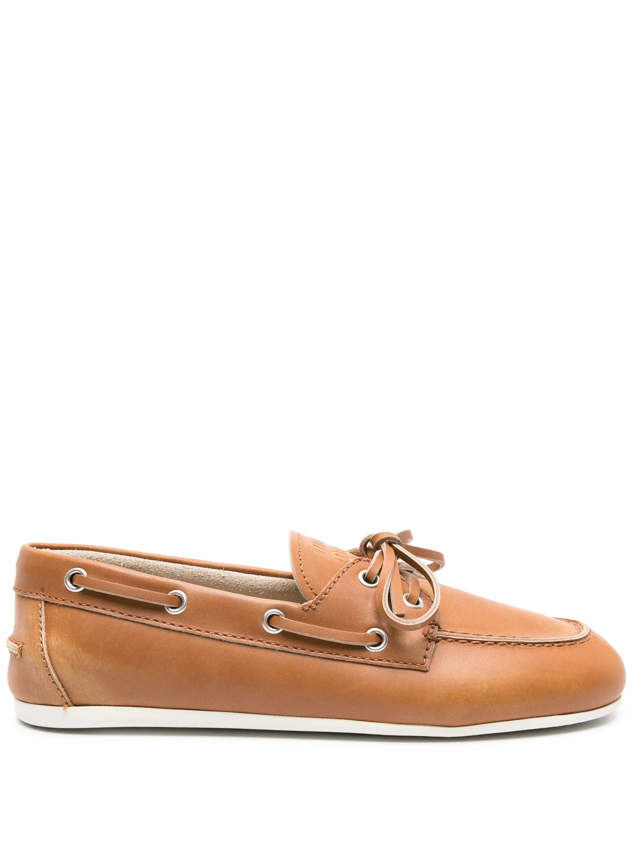 logo-embossed leather loafers
