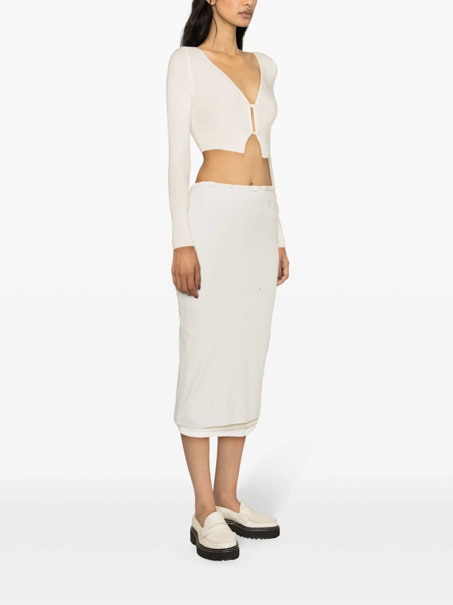 + layered cotton midi skirt