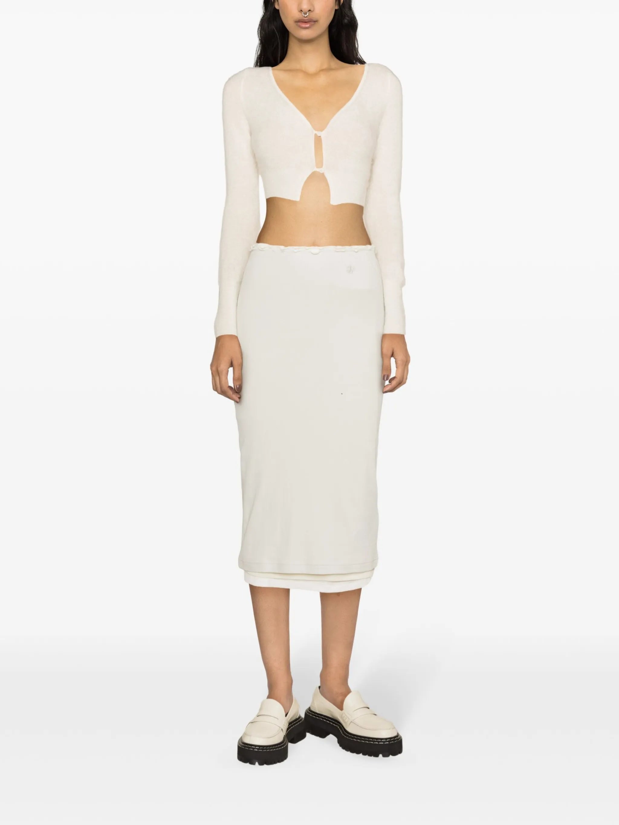 + layered cotton midi skirt