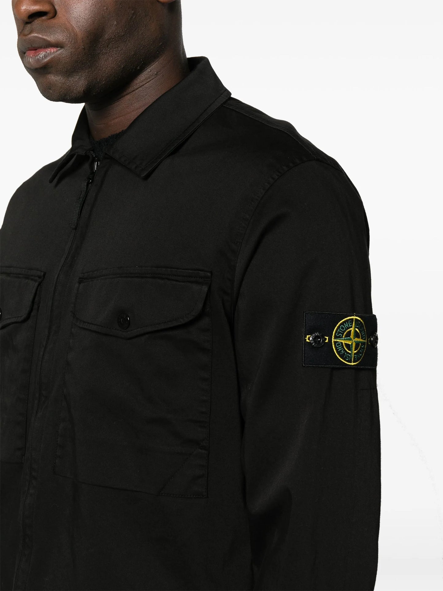 Compass-badge gabardine jacket