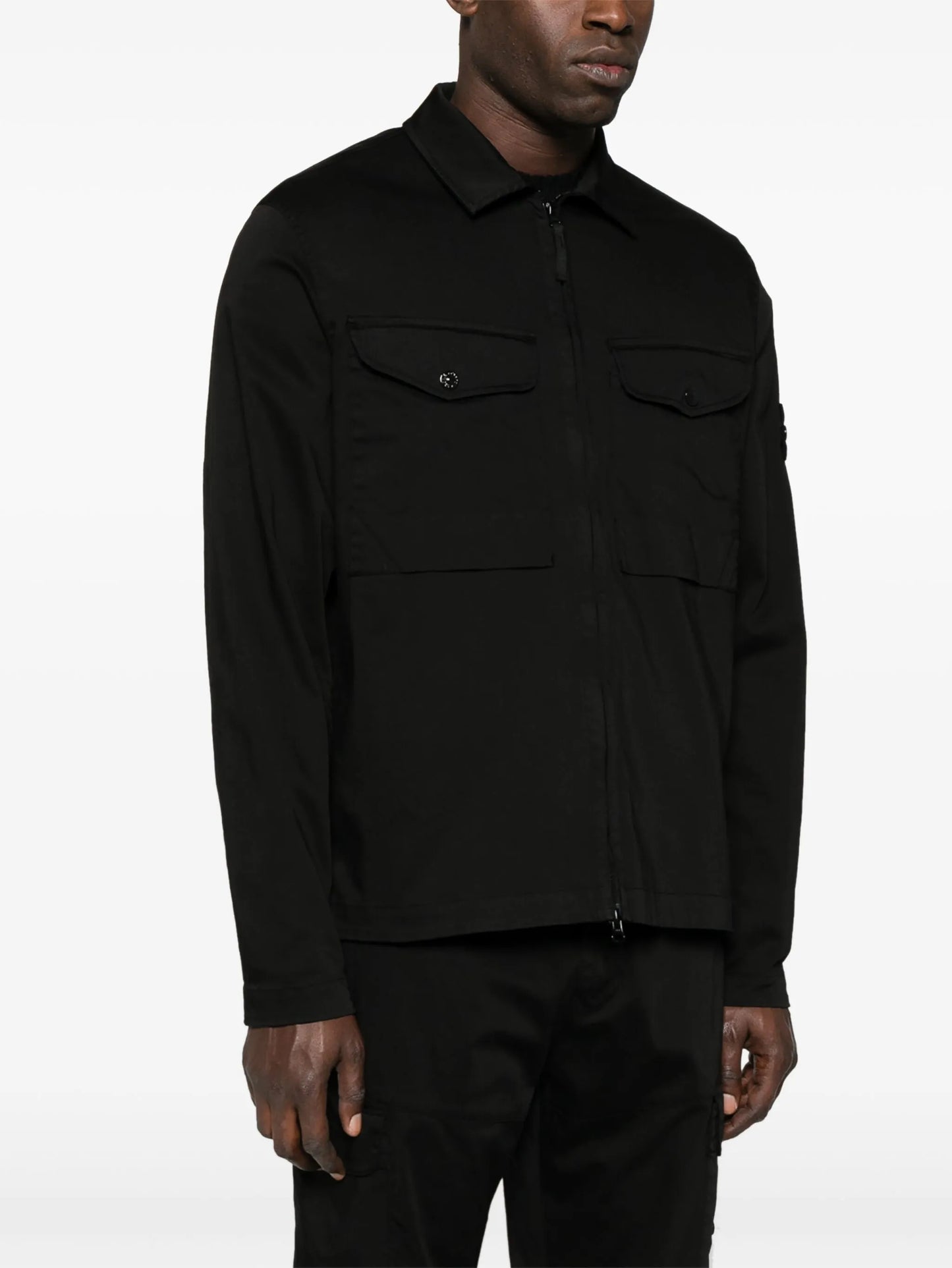 Compass-badge gabardine jacket