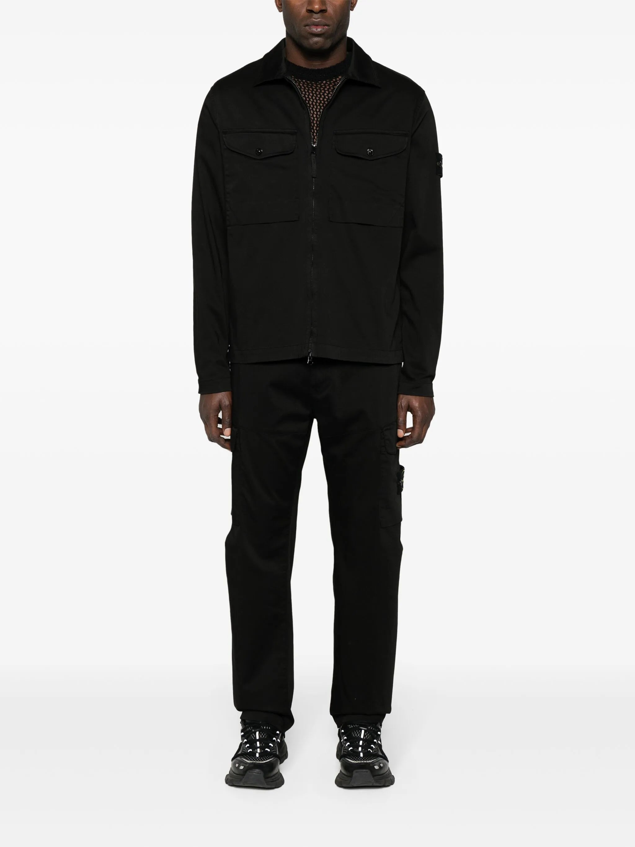 Compass-badge gabardine jacket