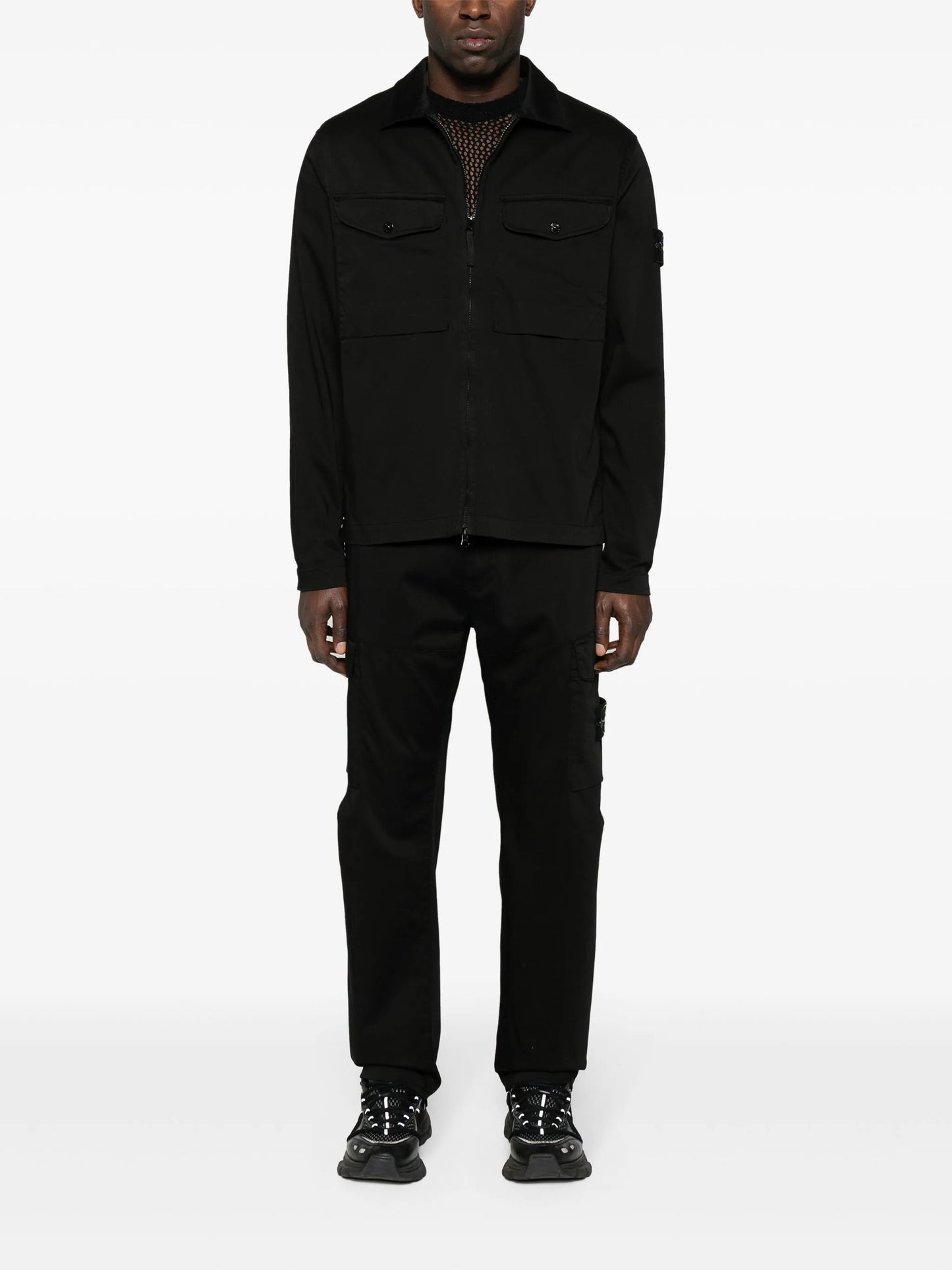 Compass-badge gabardine jacket
