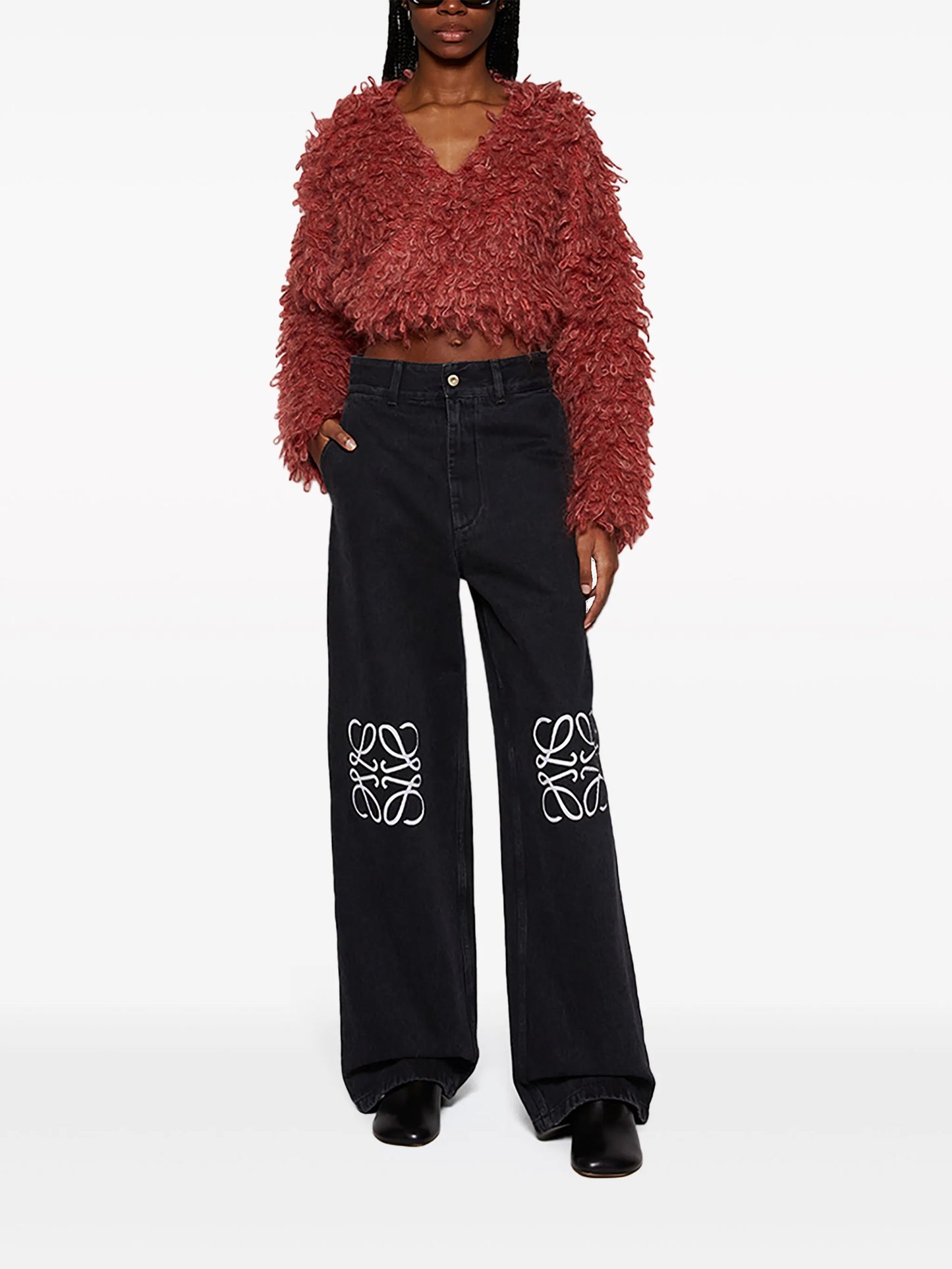 Anagram wide-leg jeans