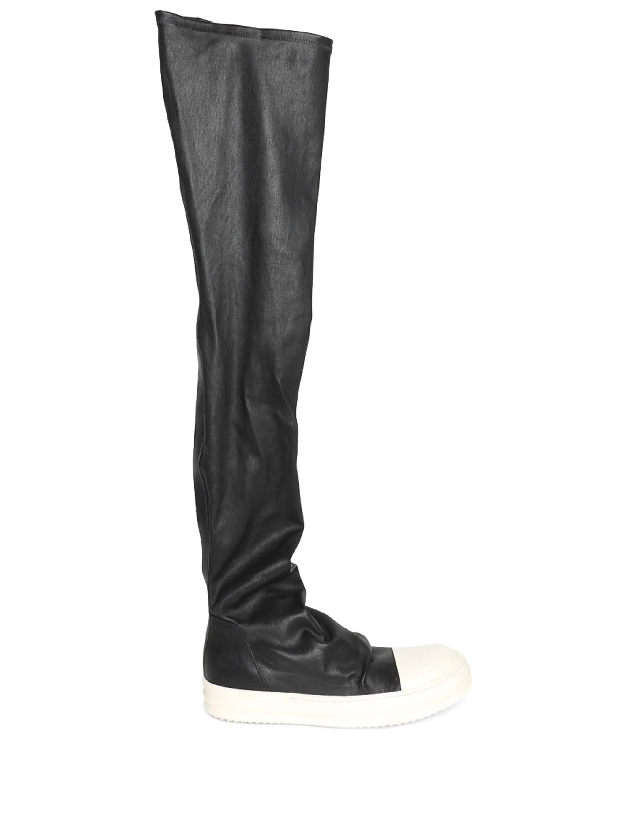 thigh-high leather boots