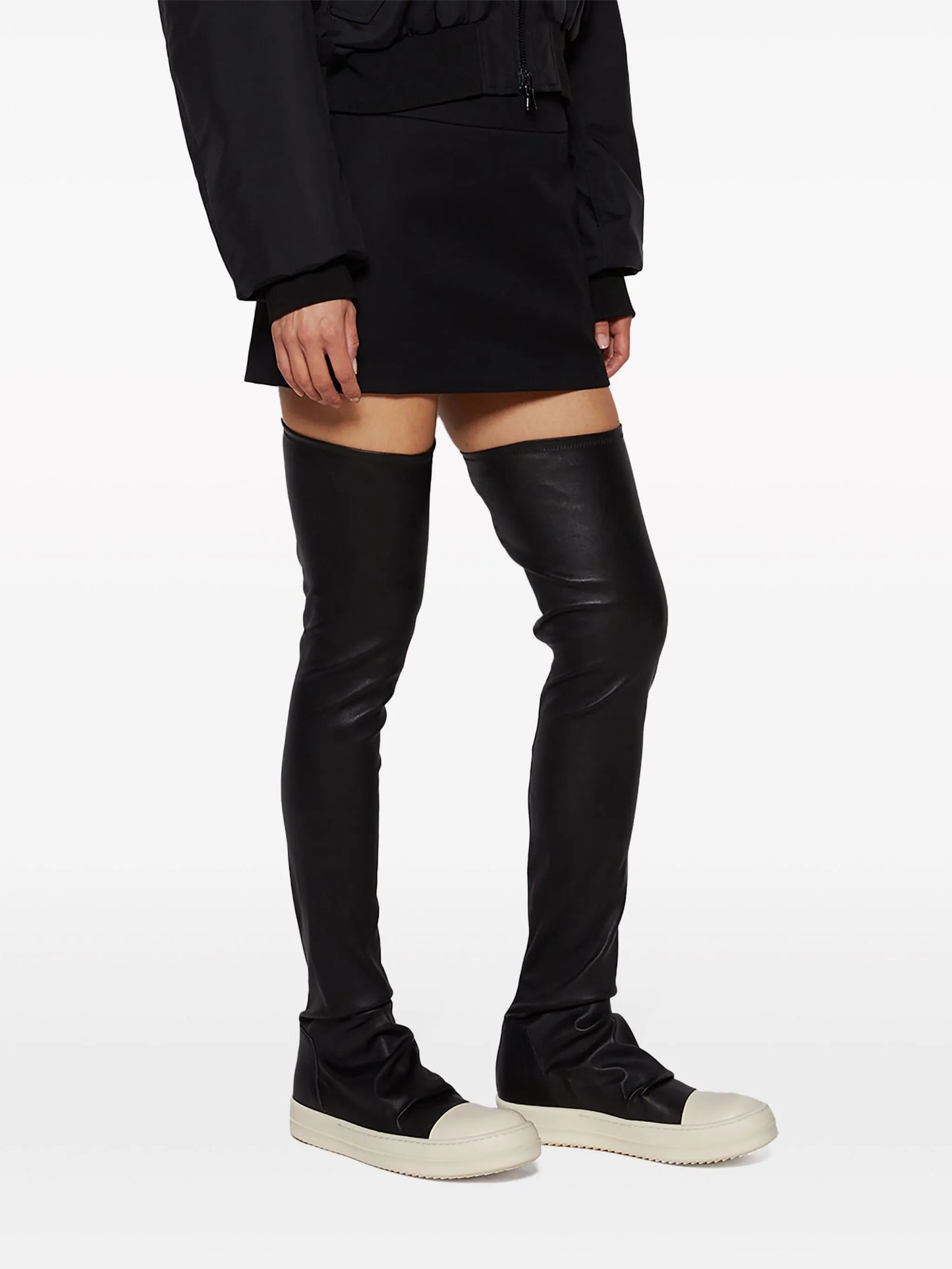 thigh-high leather boots