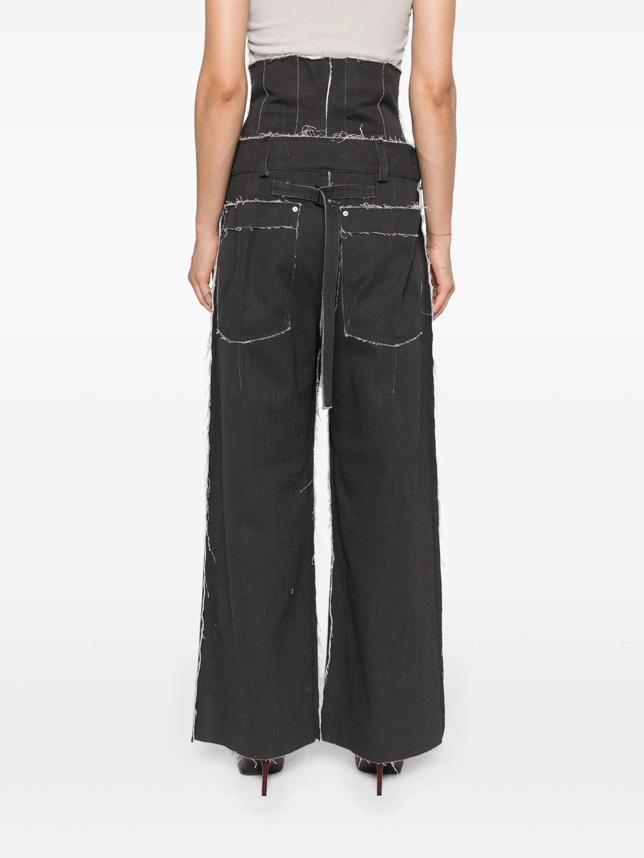 corset-waist wide-leg jeans