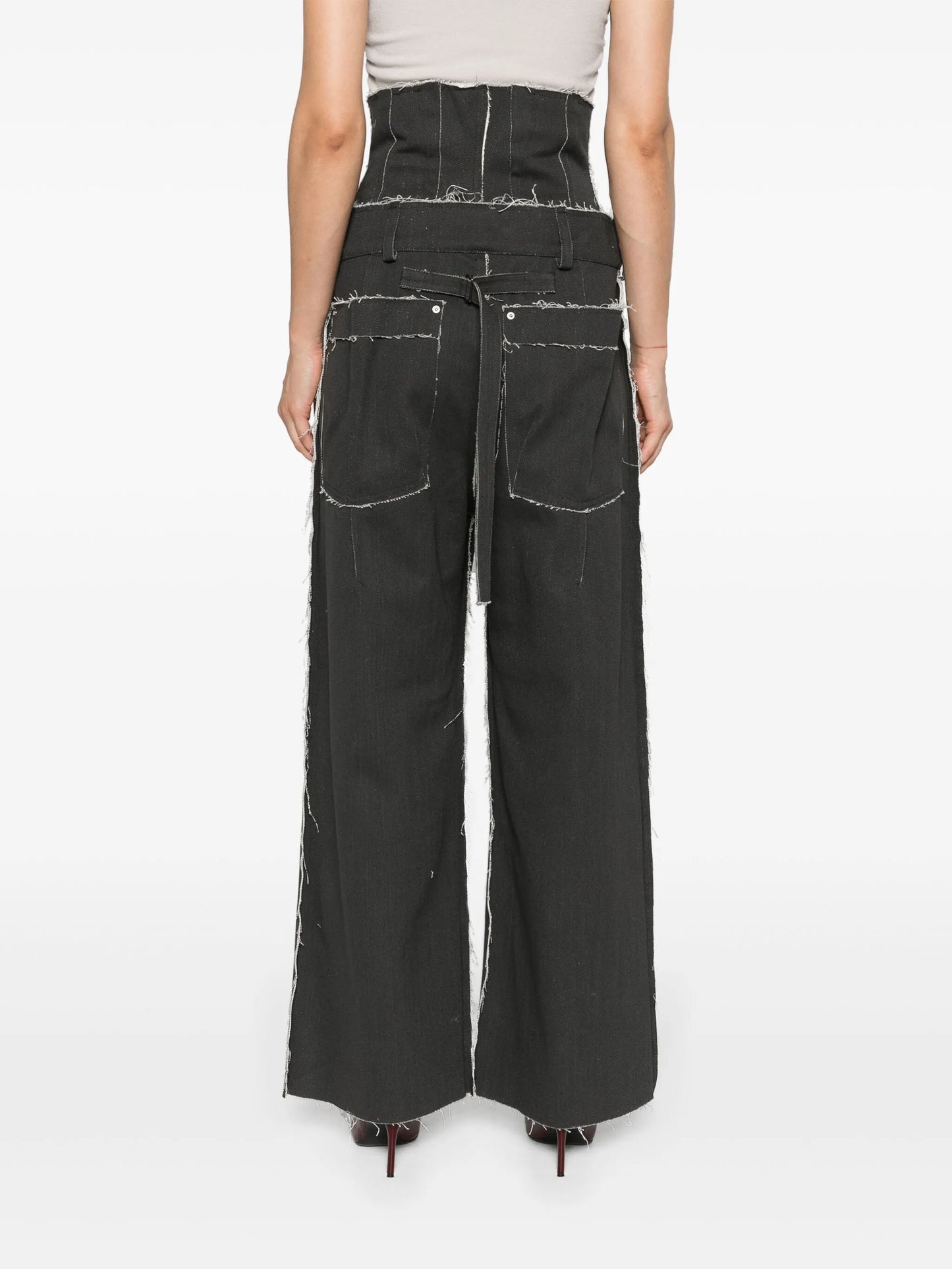 corset-waist wide-leg jeans