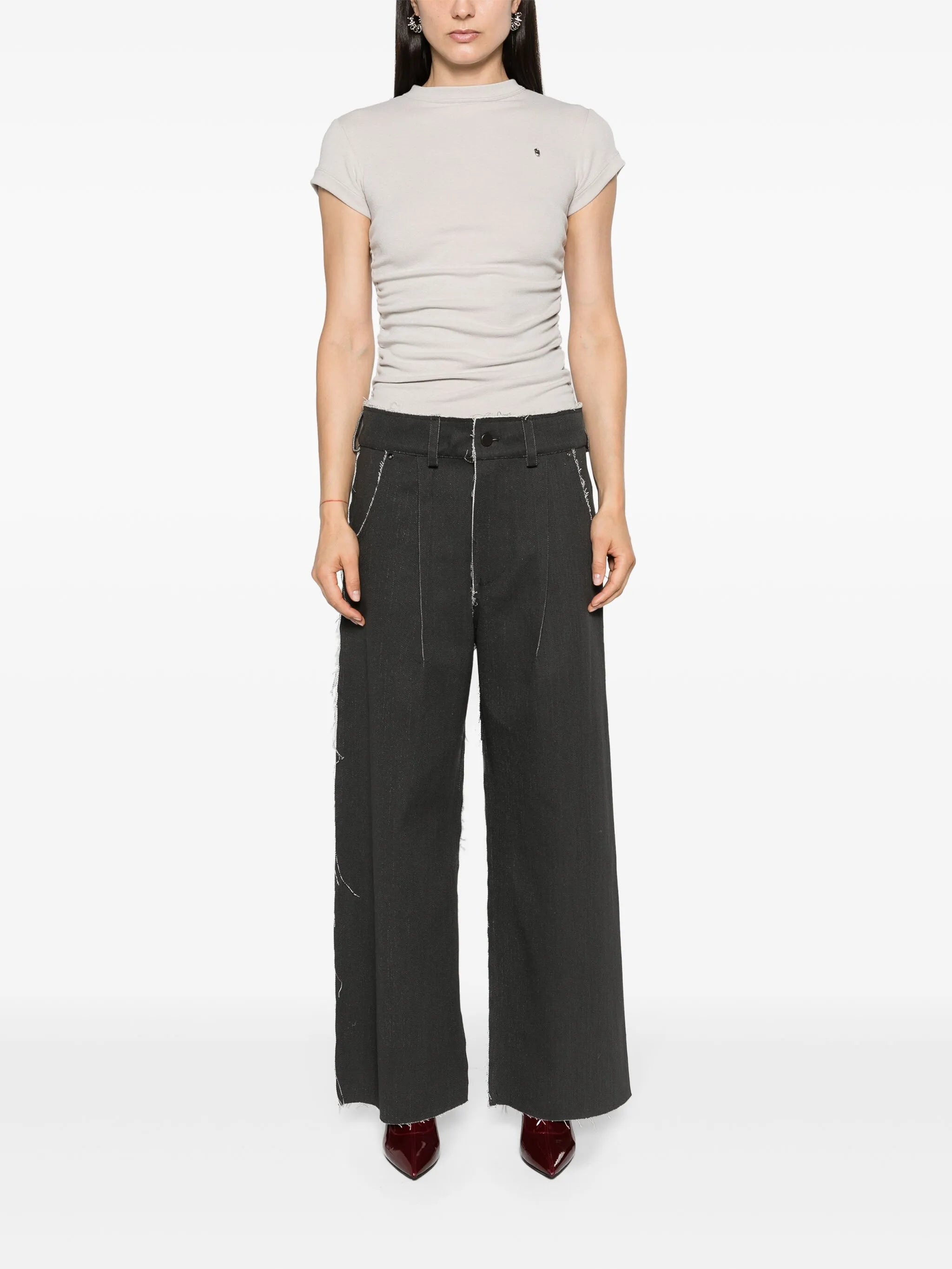 corset-waist wide-leg jeans
