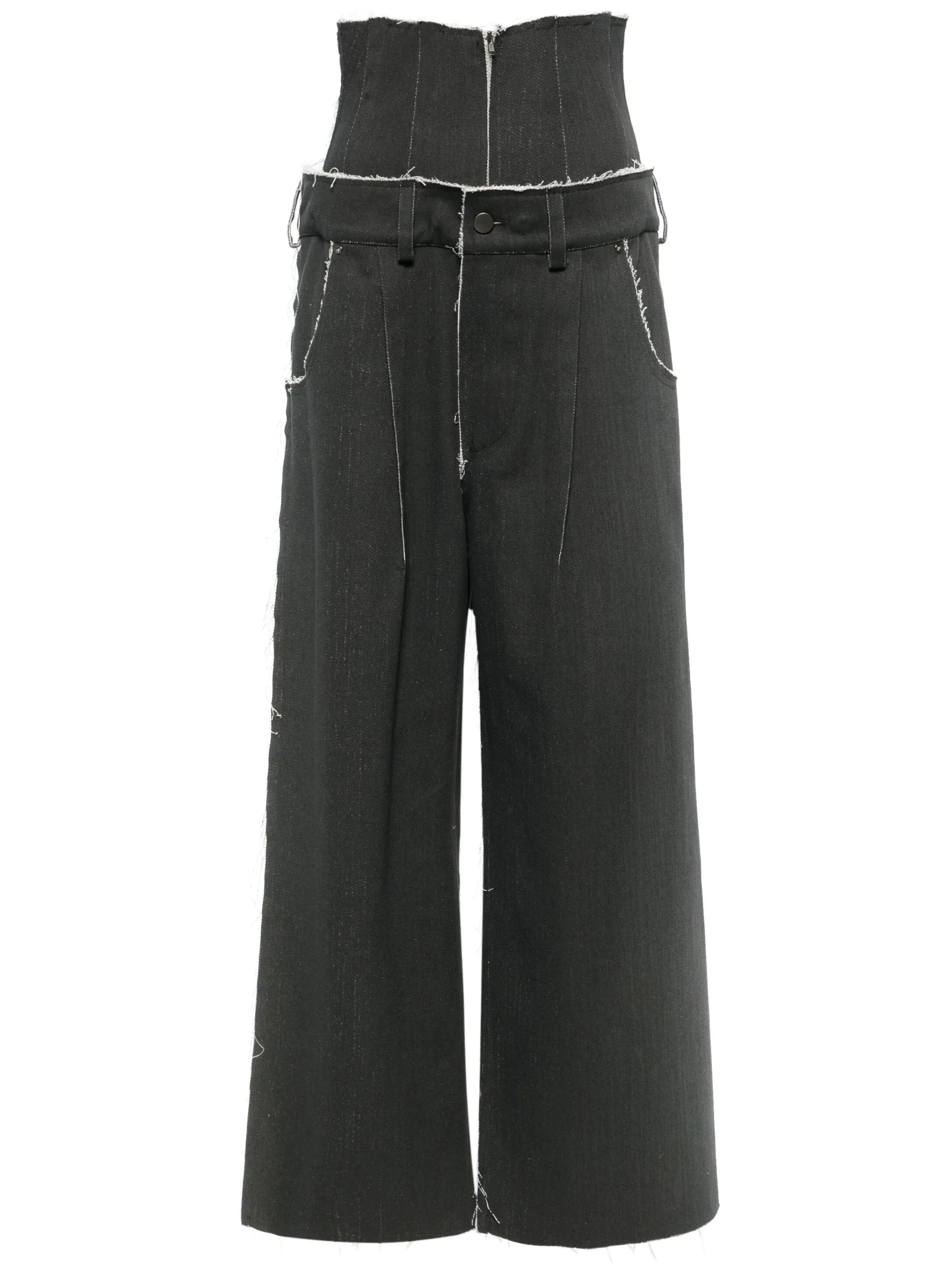corset-waist wide-leg jeans