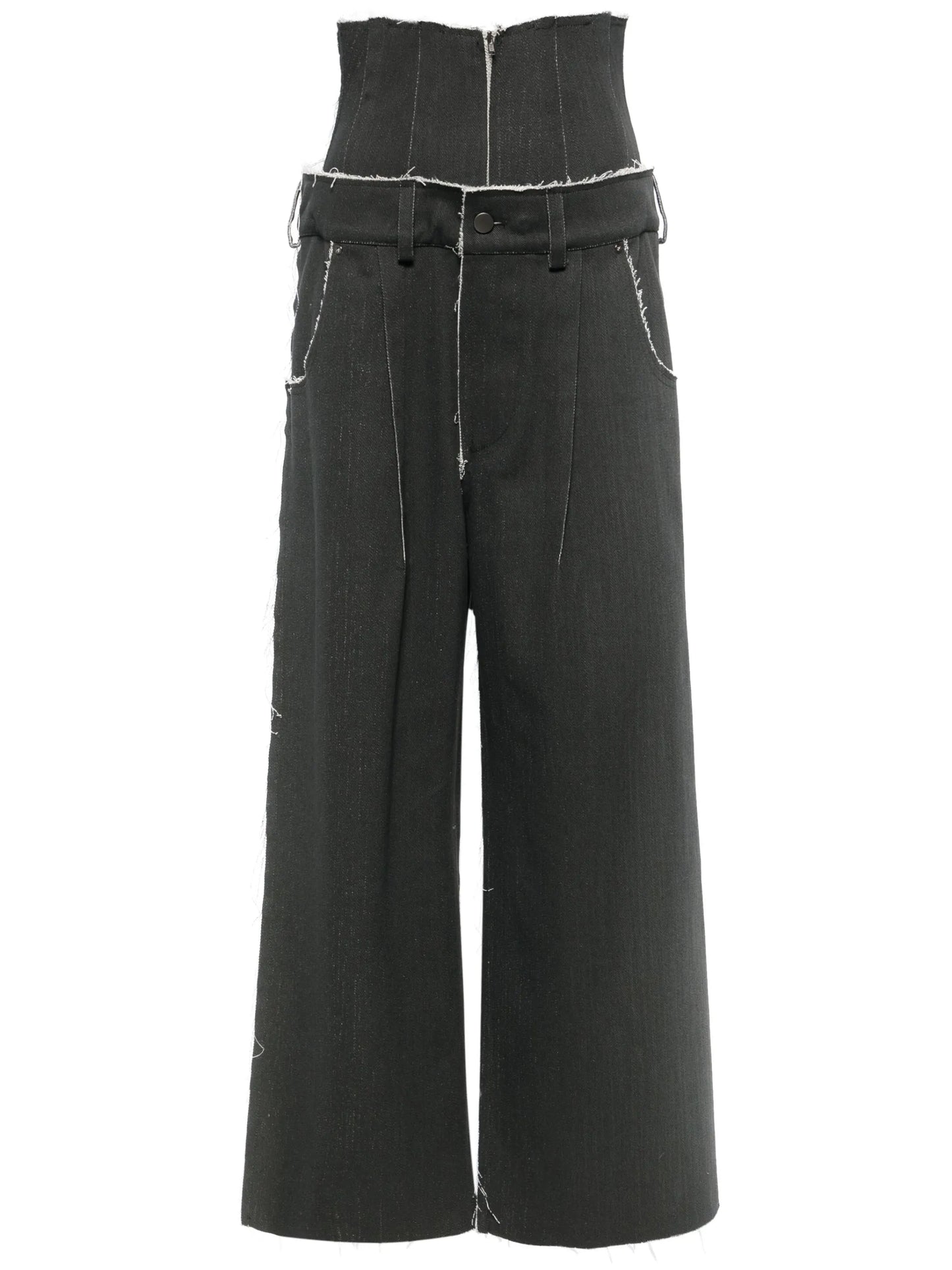 corset-waist wide-leg jeans