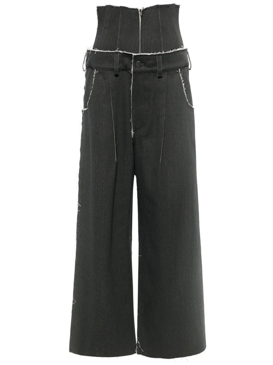 corset-waist wide-leg jeans
