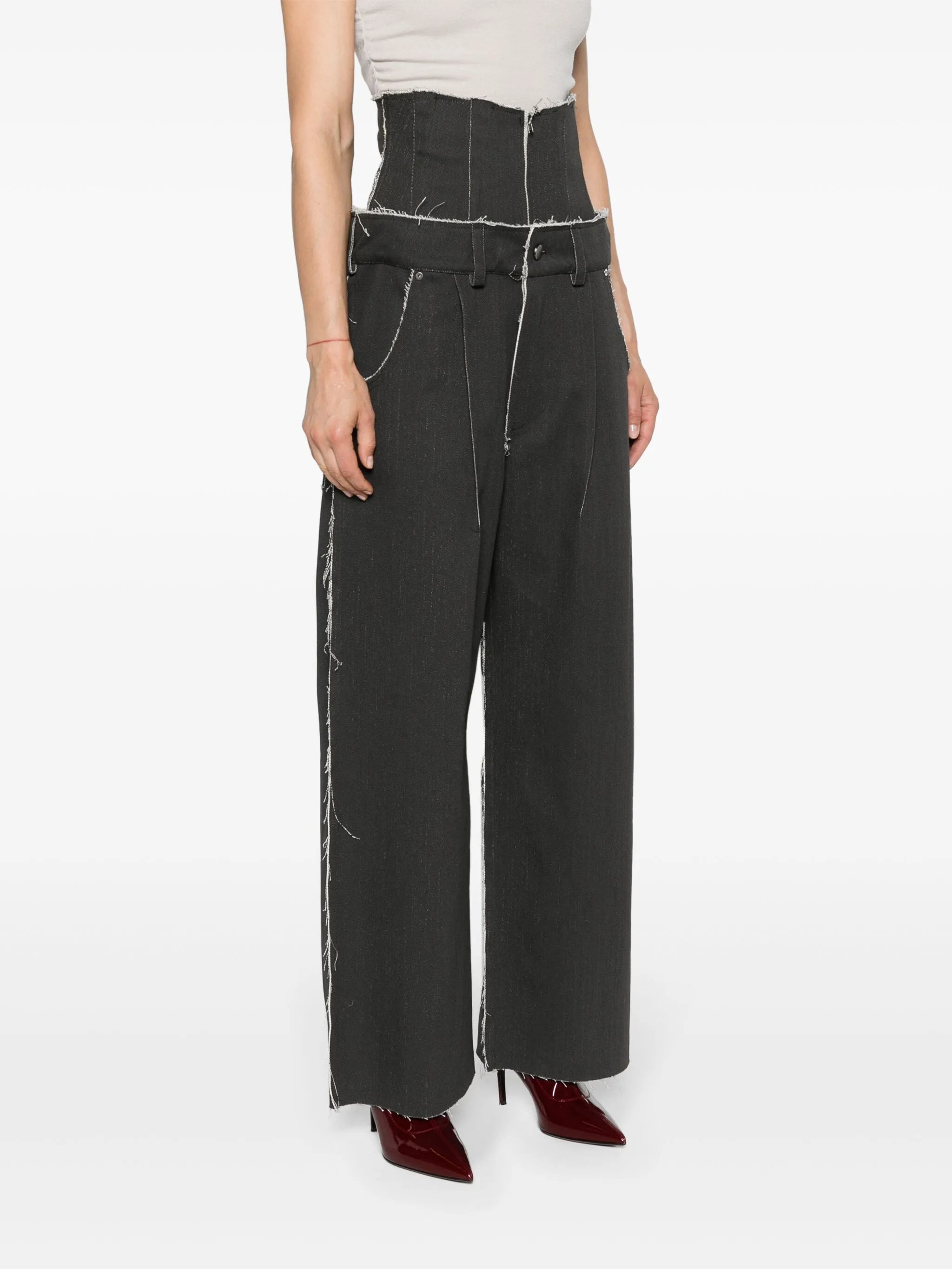 corset-waist wide-leg jeans