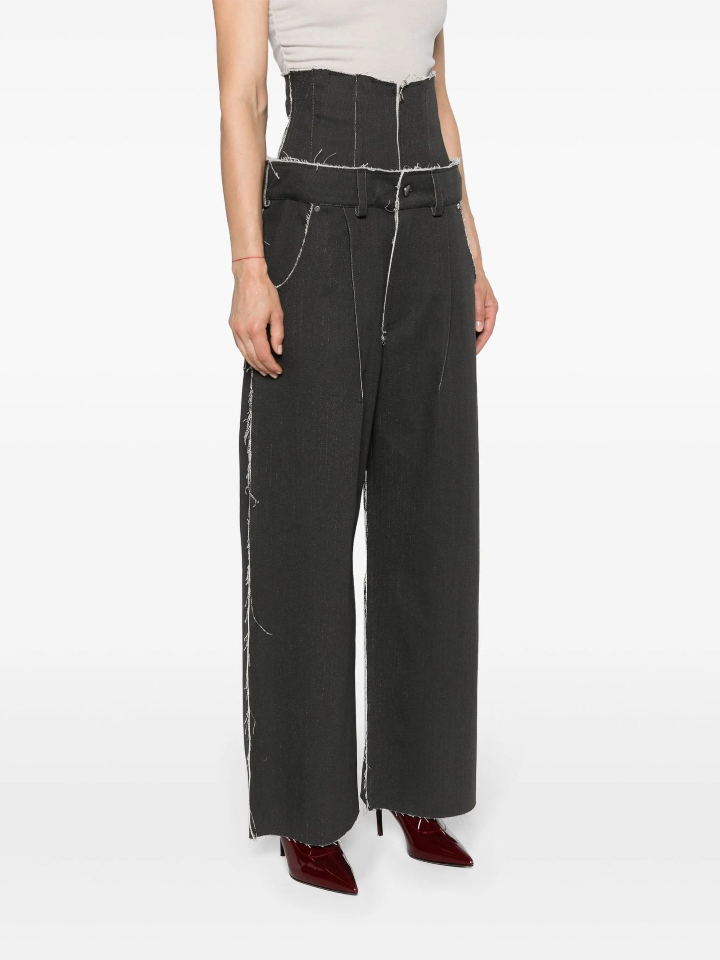 corset-waist wide-leg jeans