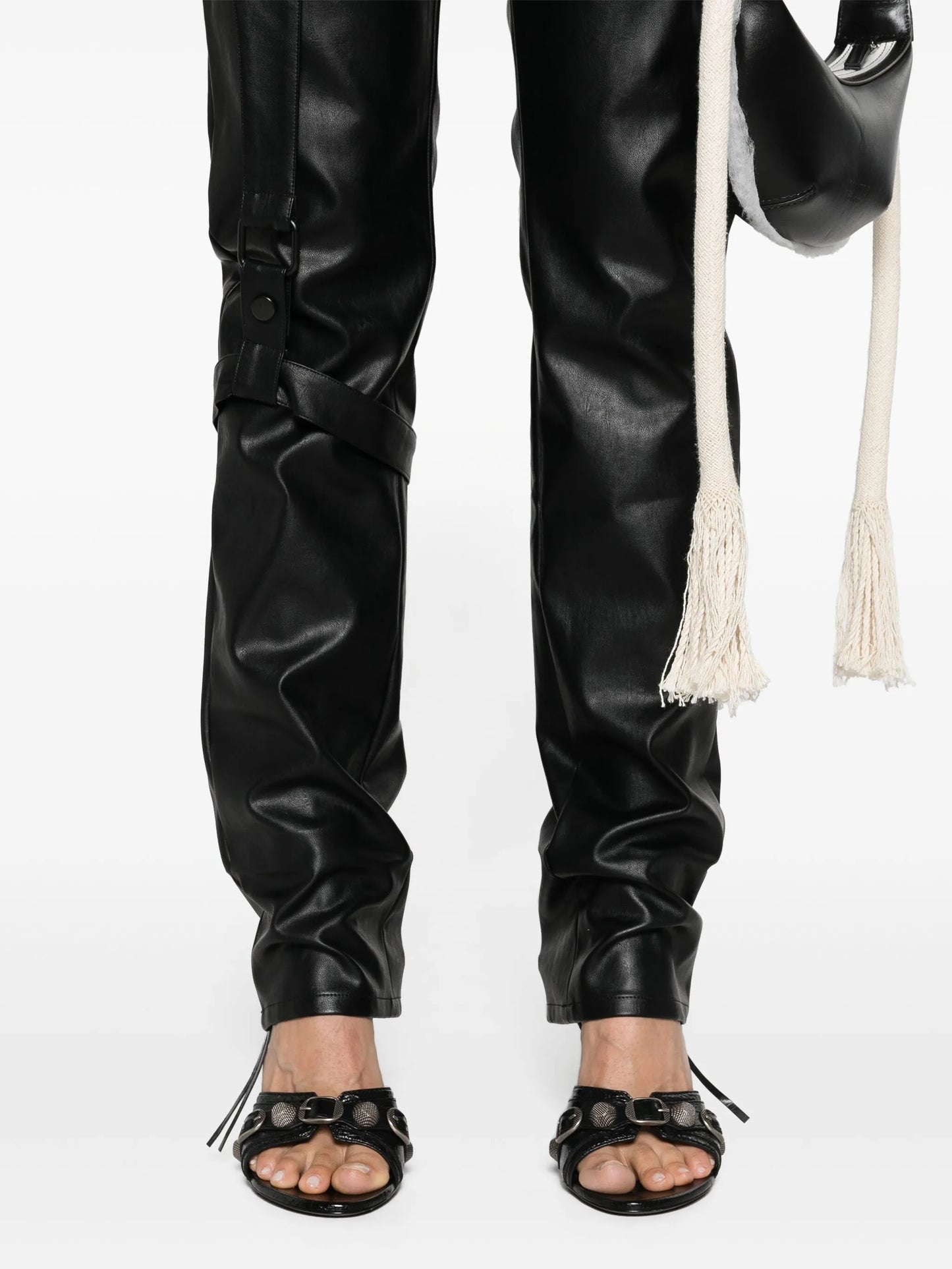 Moto faux-leather trousers