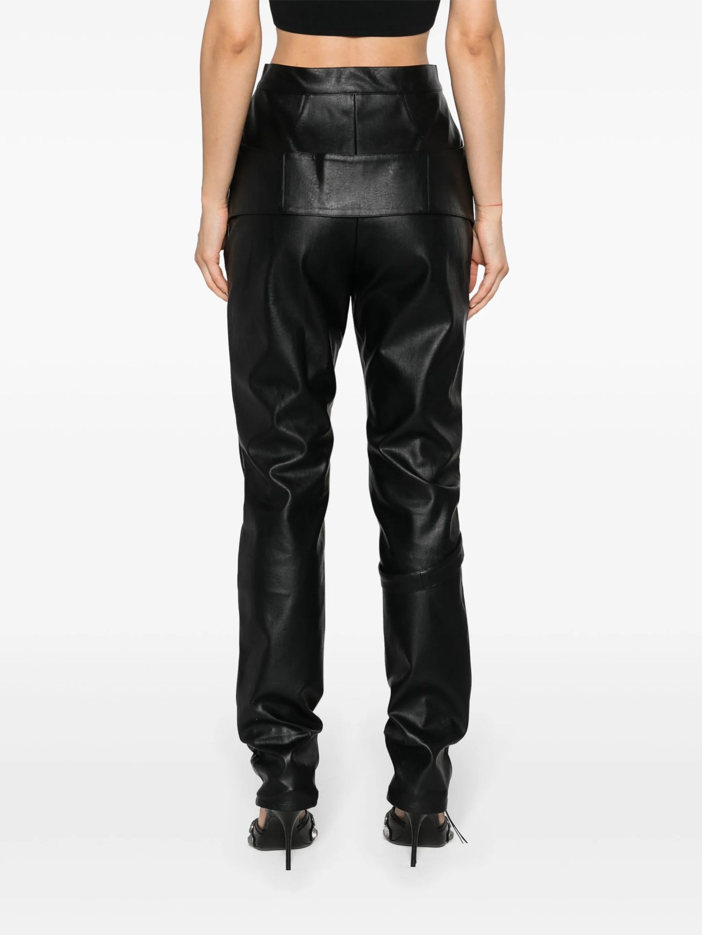 Moto faux-leather trousers