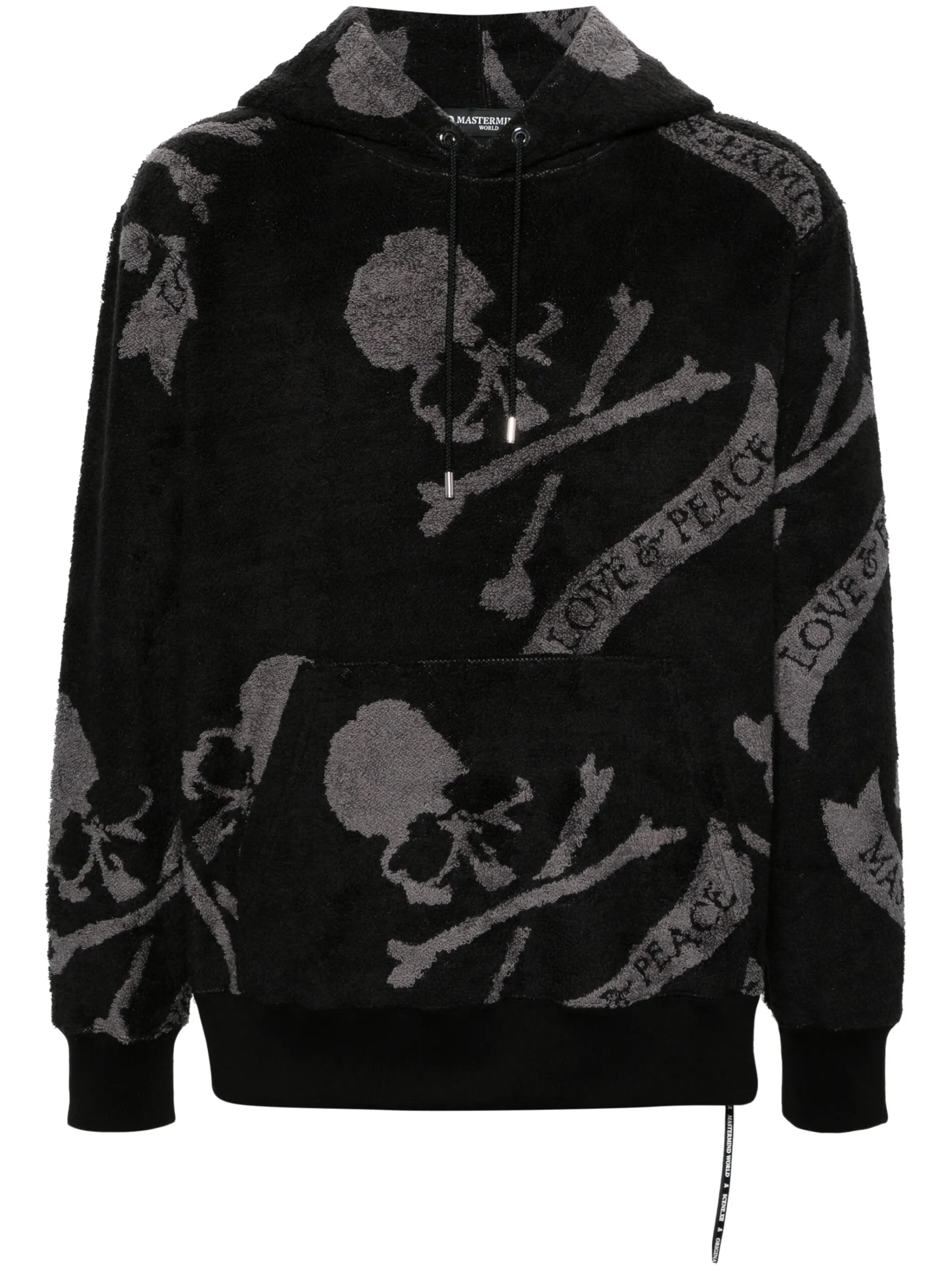 skull-print terry-cloth hoodie