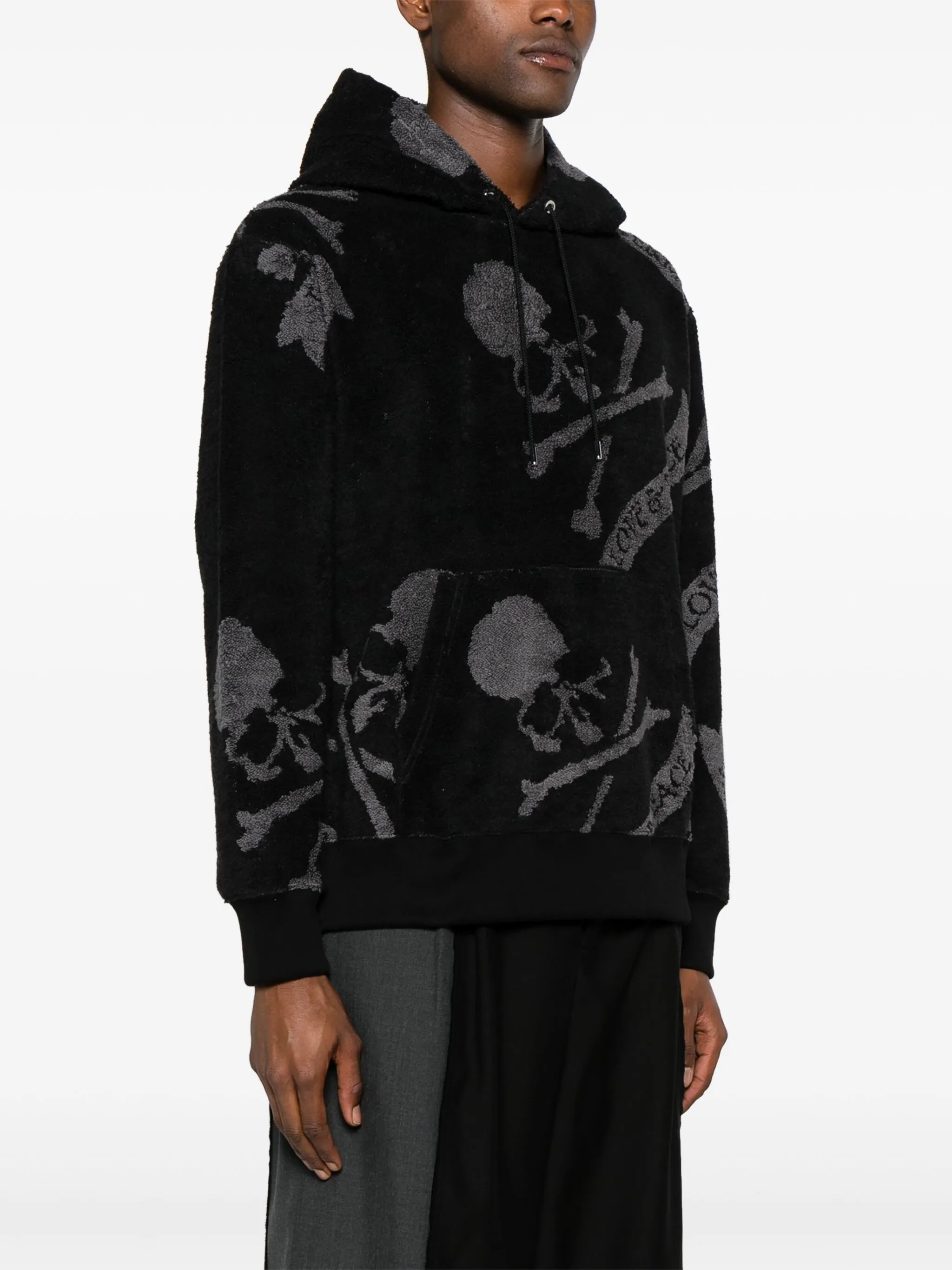 skull-print terry-cloth hoodie