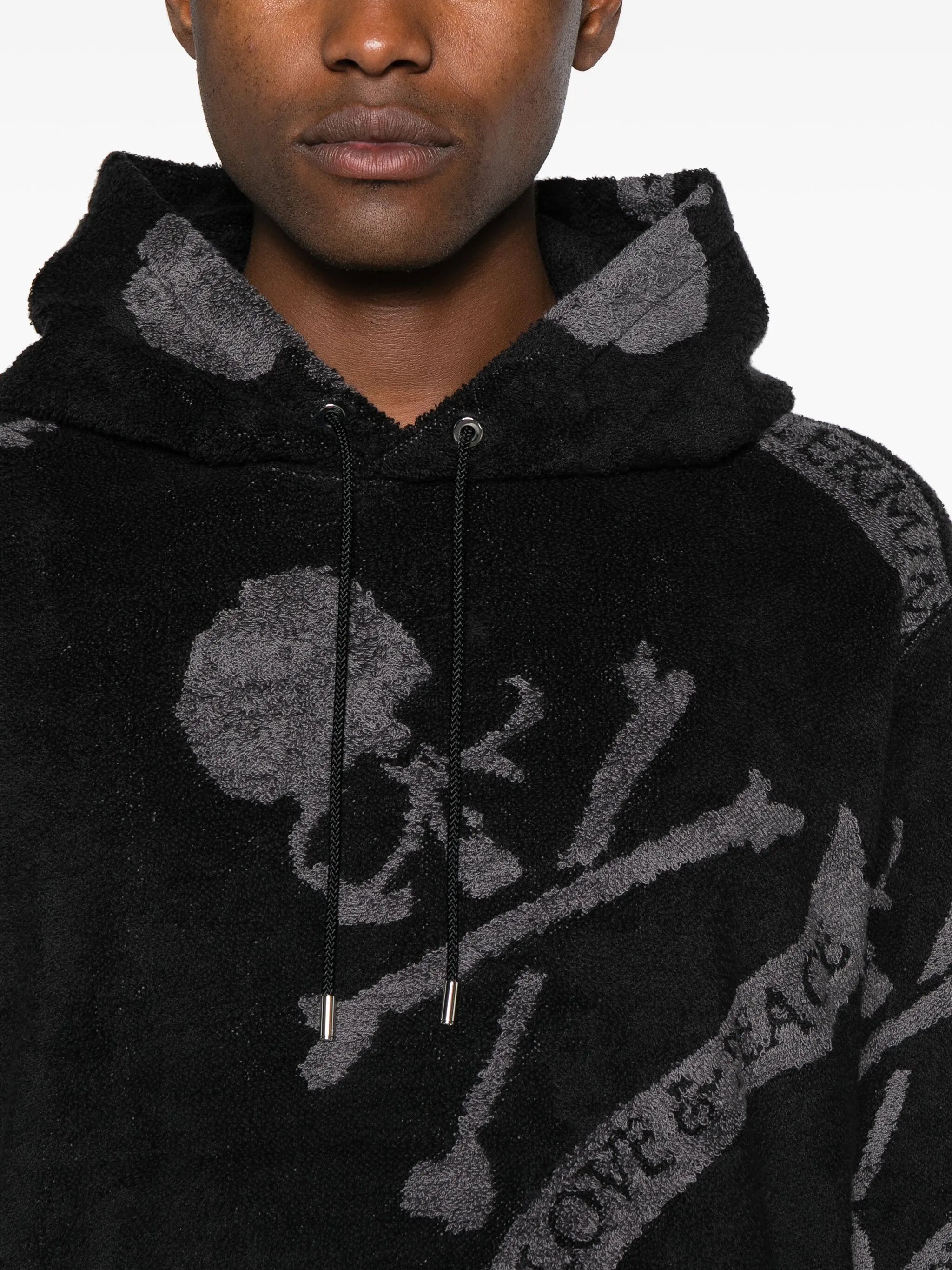 skull-print terry-cloth hoodie
