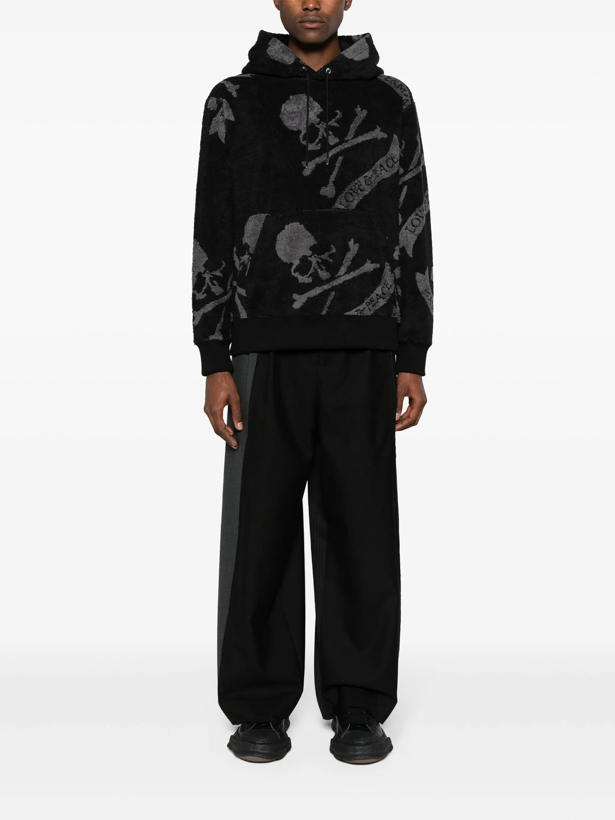 skull-print terry-cloth hoodie