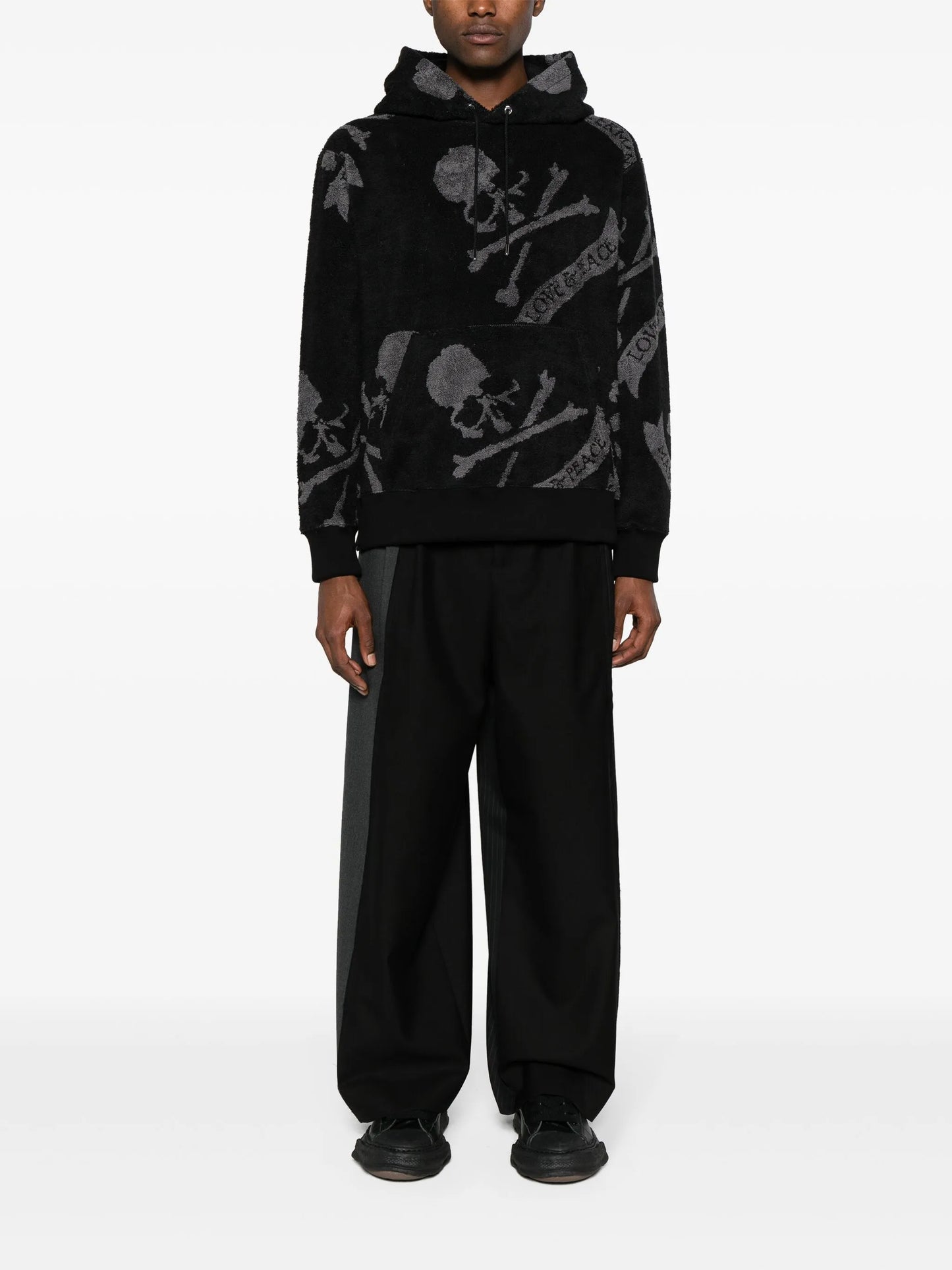 skull-print terry-cloth hoodie