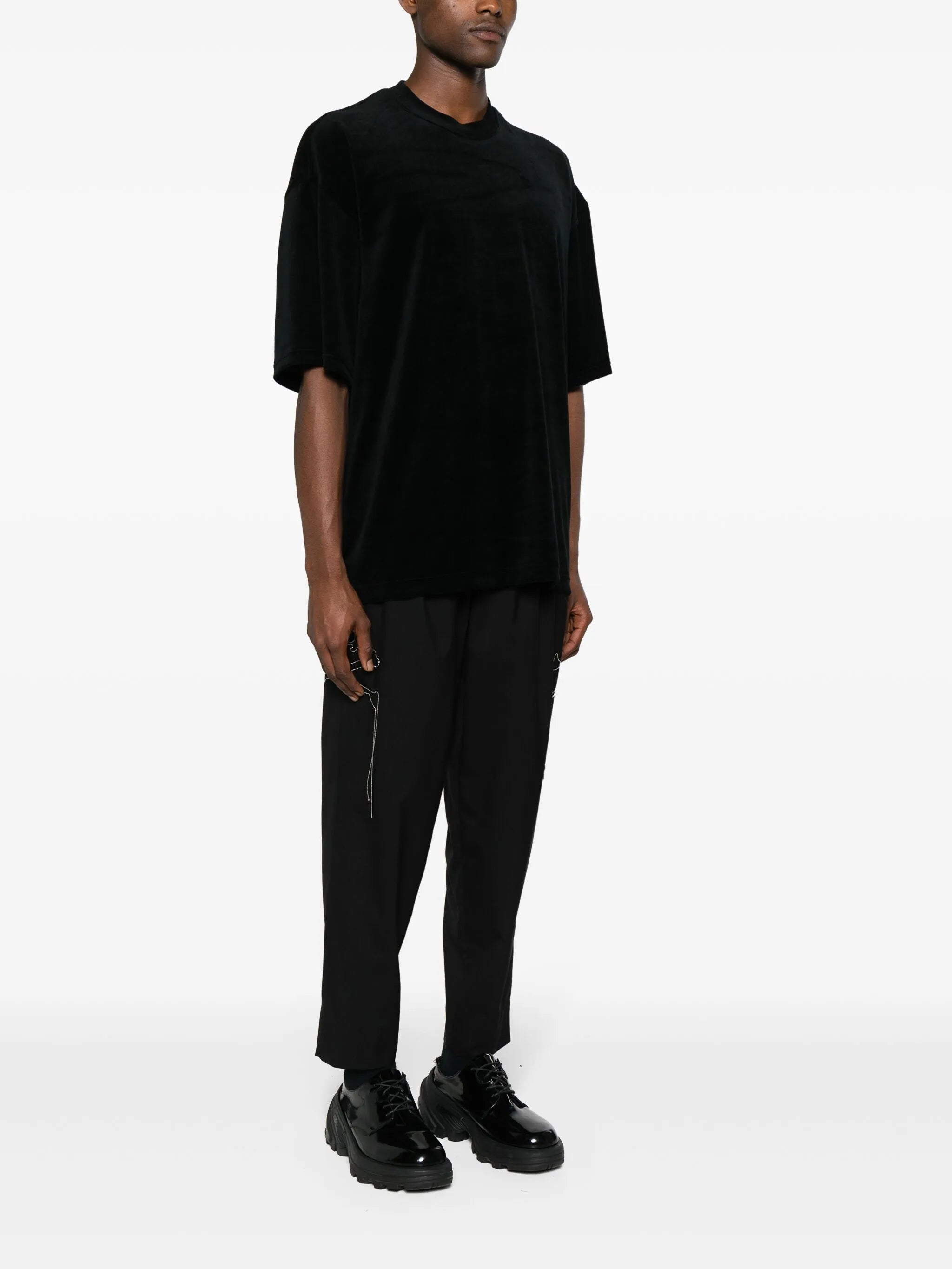 bleached-skull velour T-shirt
