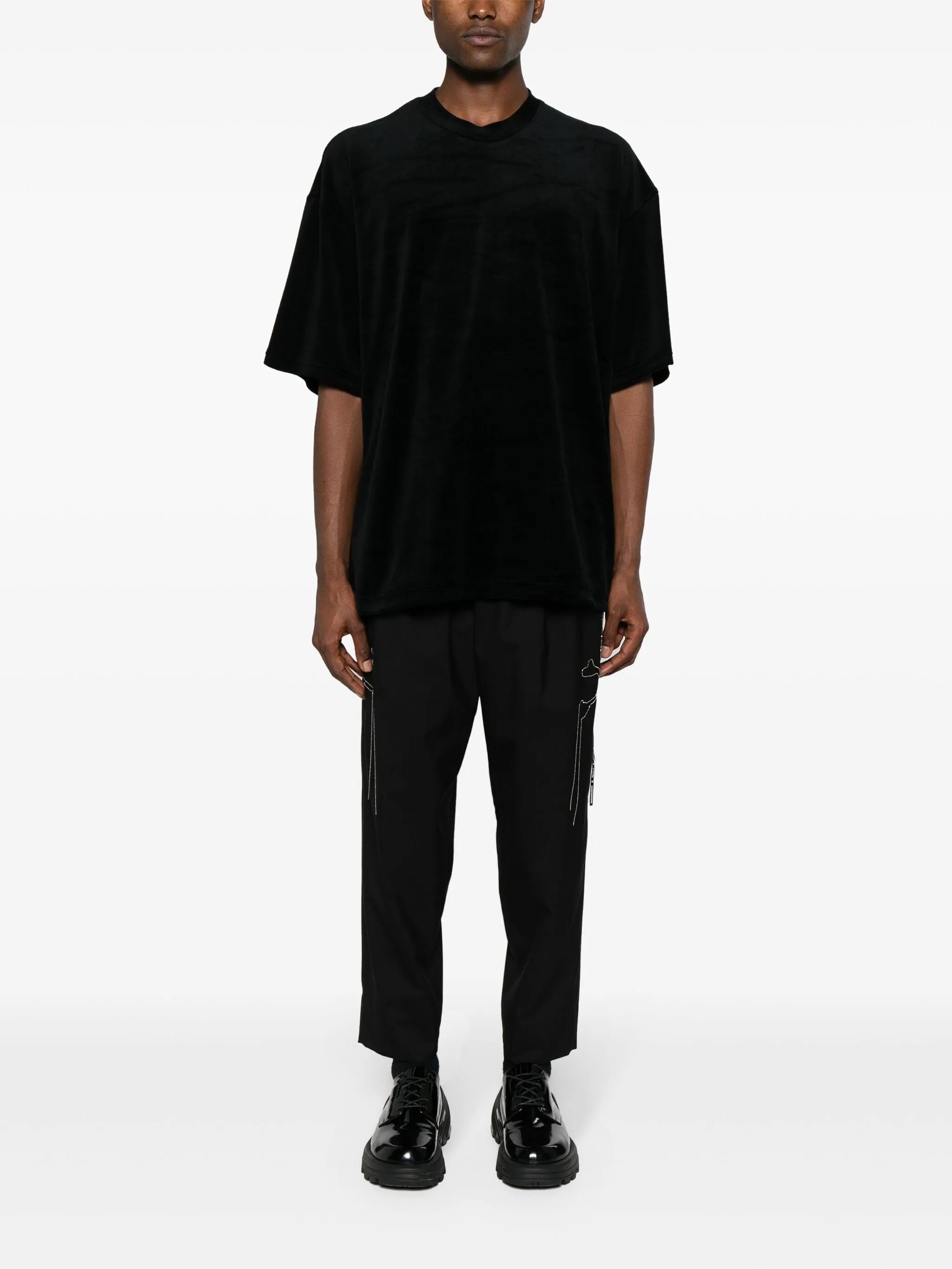 bleached-skull velour T-shirt