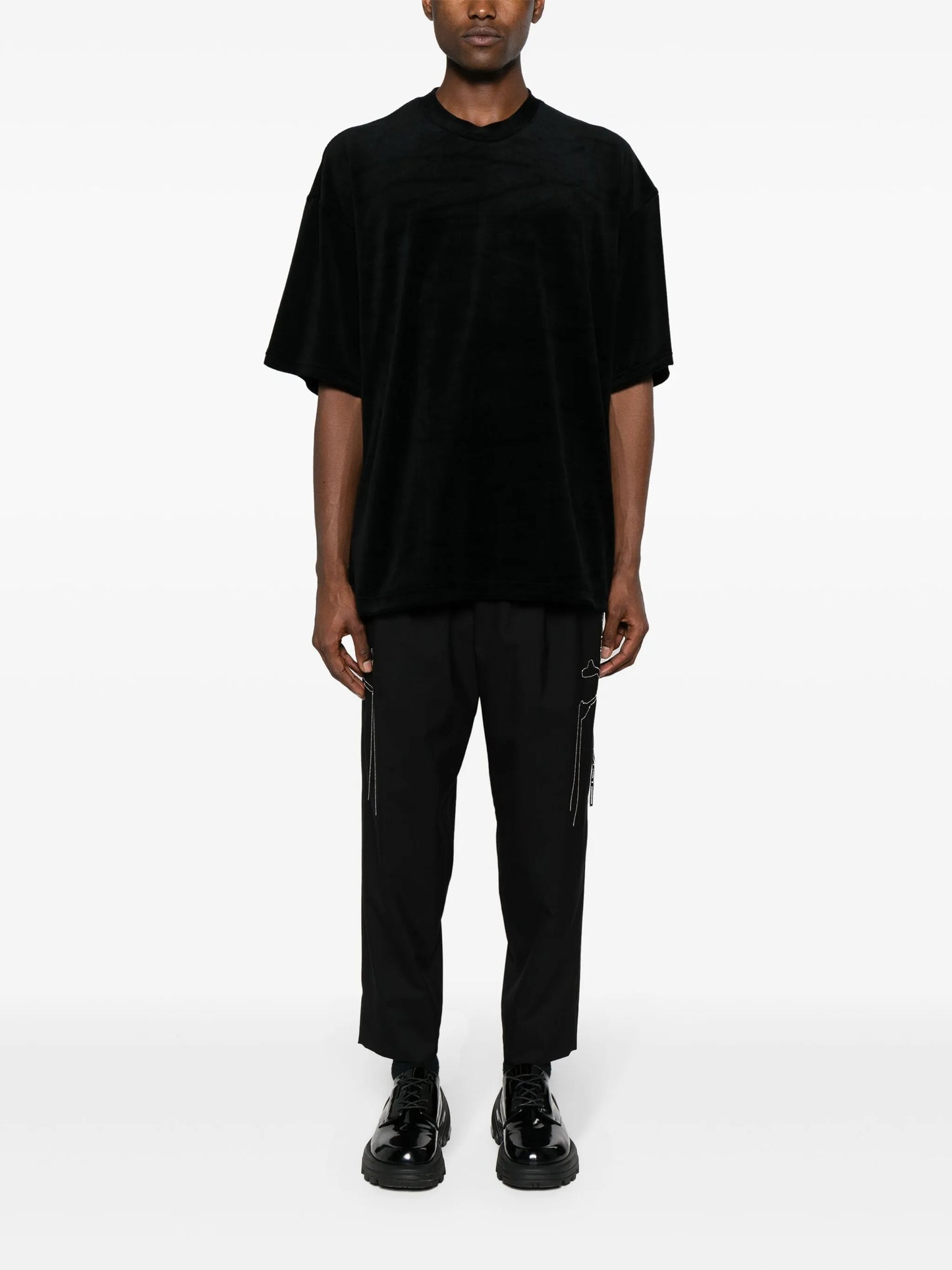 bleached-skull velour T-shirt