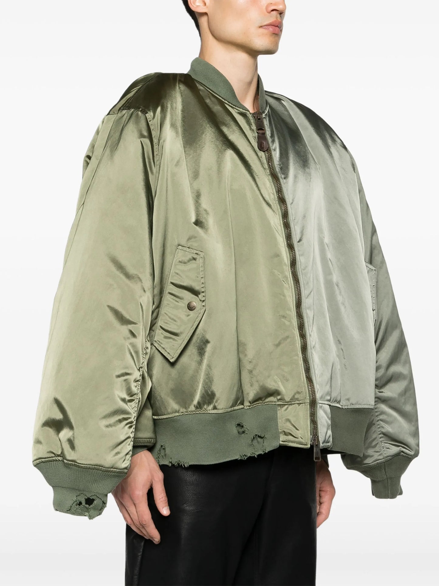 double-sleeve satin bomber jacket